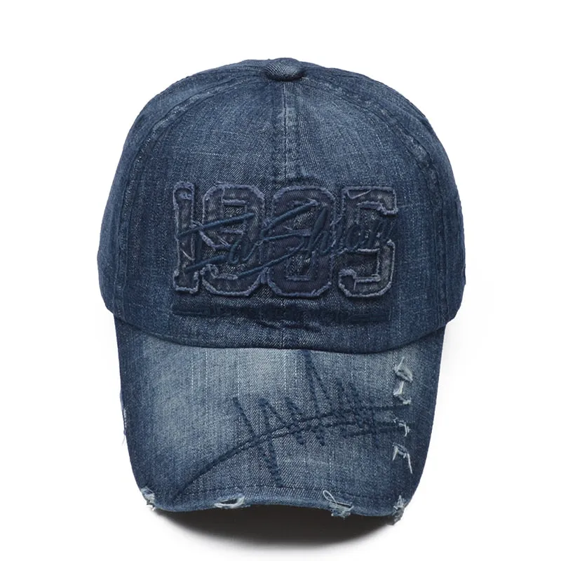 100% Cotton Brand Men Women Baseball Cap High Quality Washed Fitted Cap Denim 1985 Snapback Hats Outdoor Dad Hat