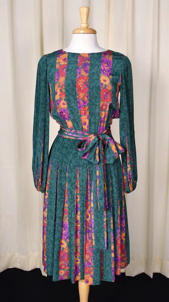 1940s Style Pleated Silk Vintage Dress