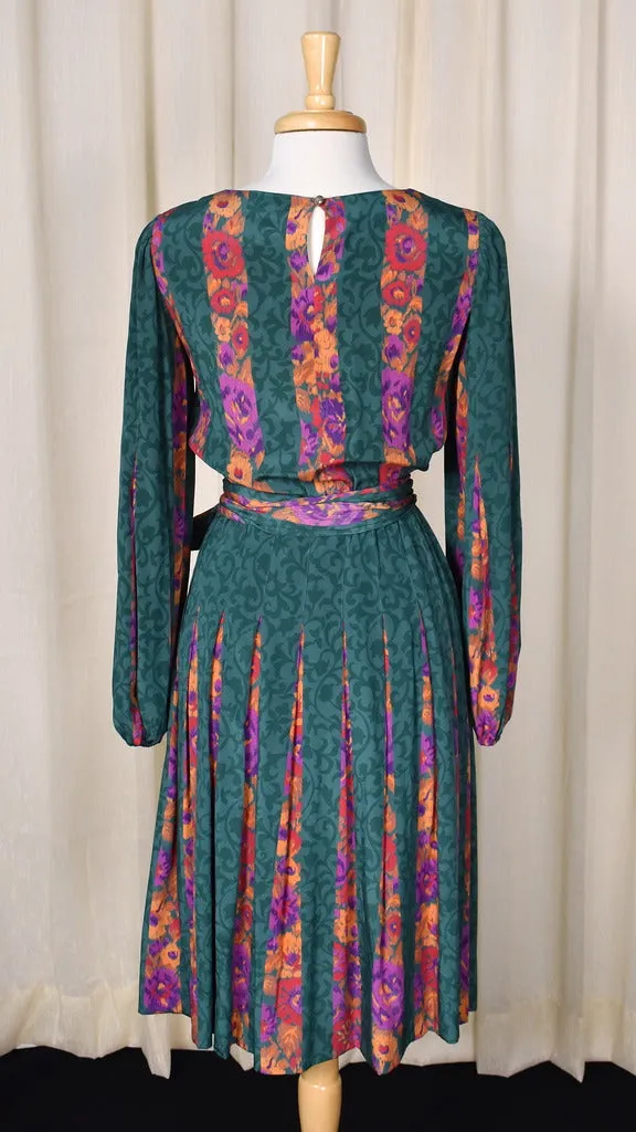 1940s Style Pleated Silk Vintage Dress