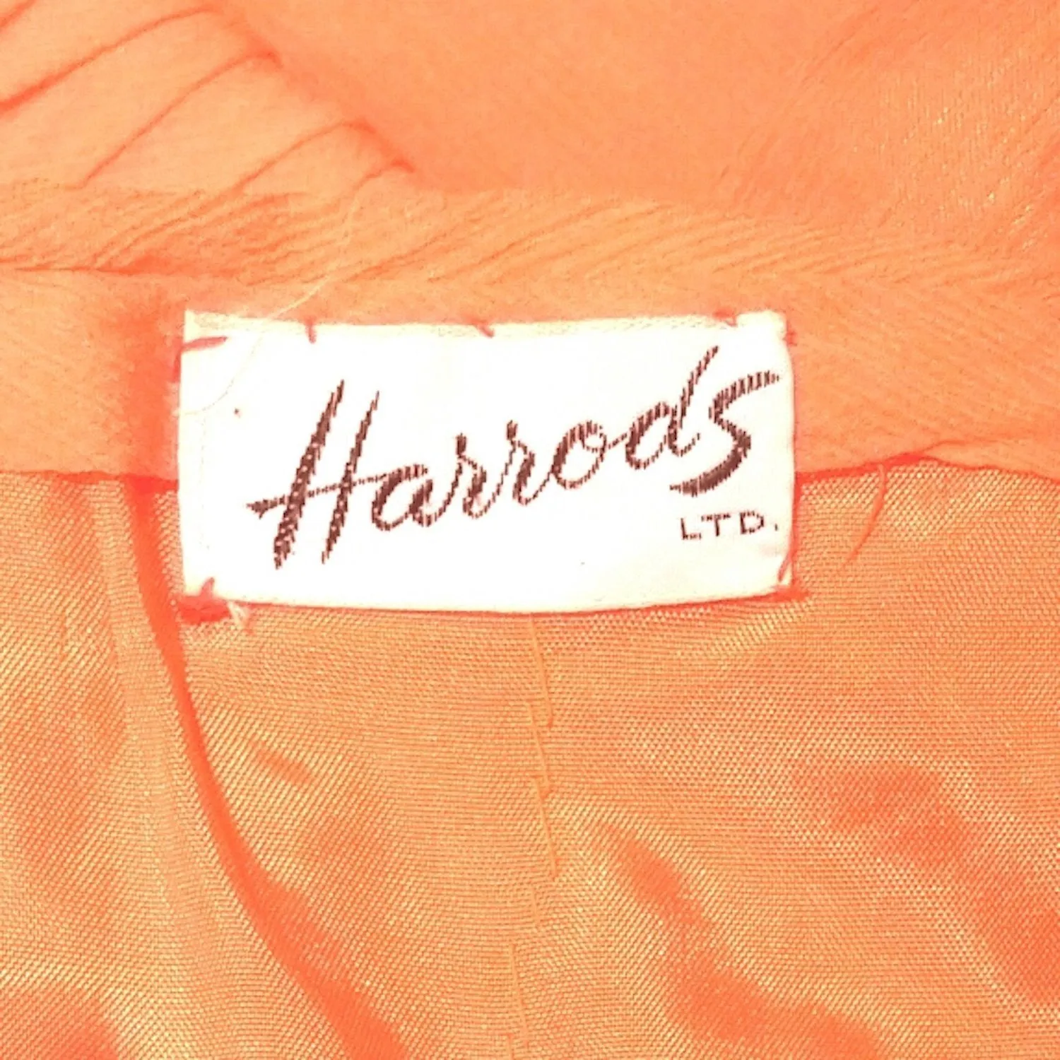 1950s-60s Harrods Orange Silk Georgette Dress With Asymmetrical Strap