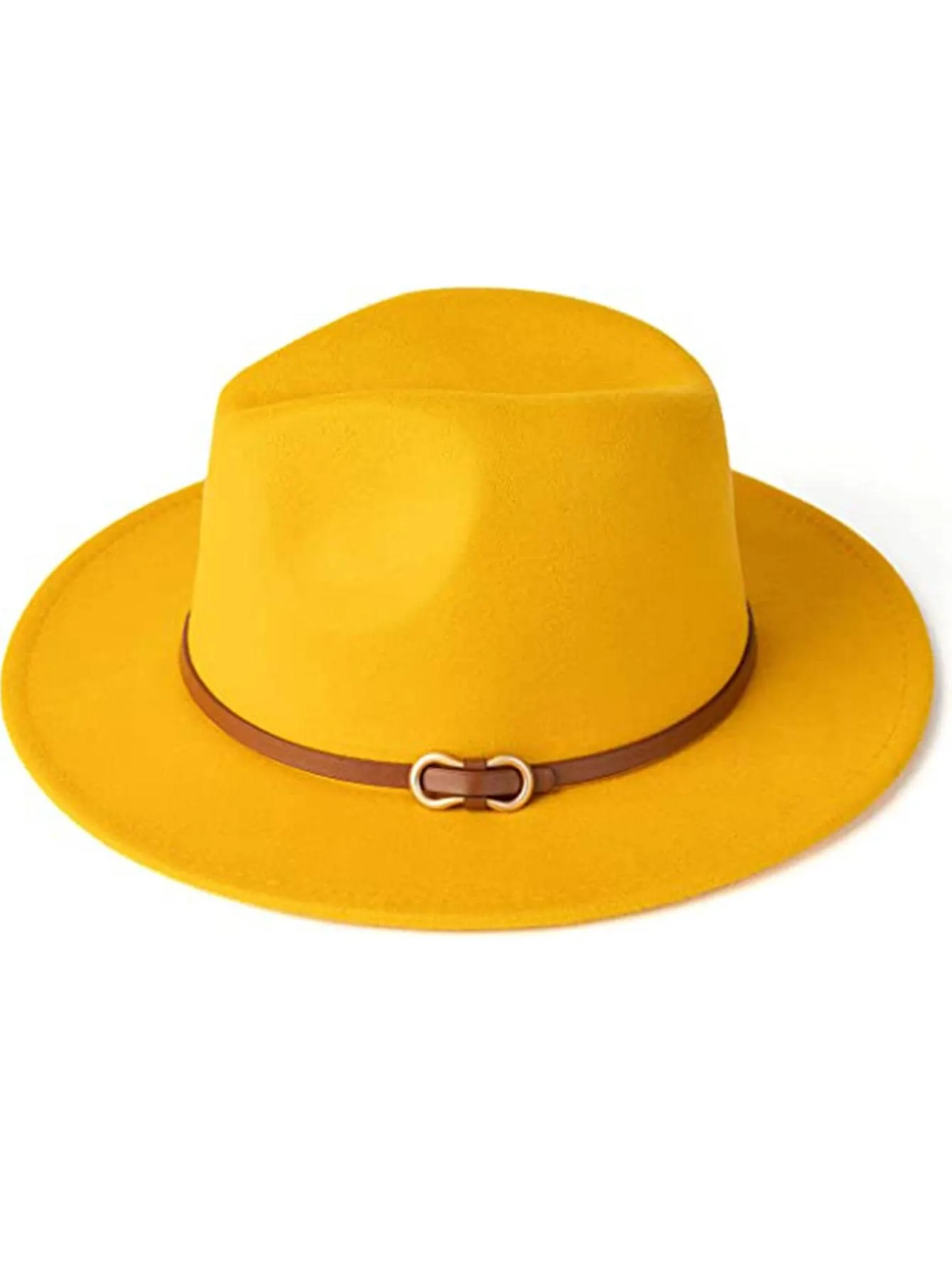 1pc Women Belt Decor Fashionable Fedora Hat For Daily Life