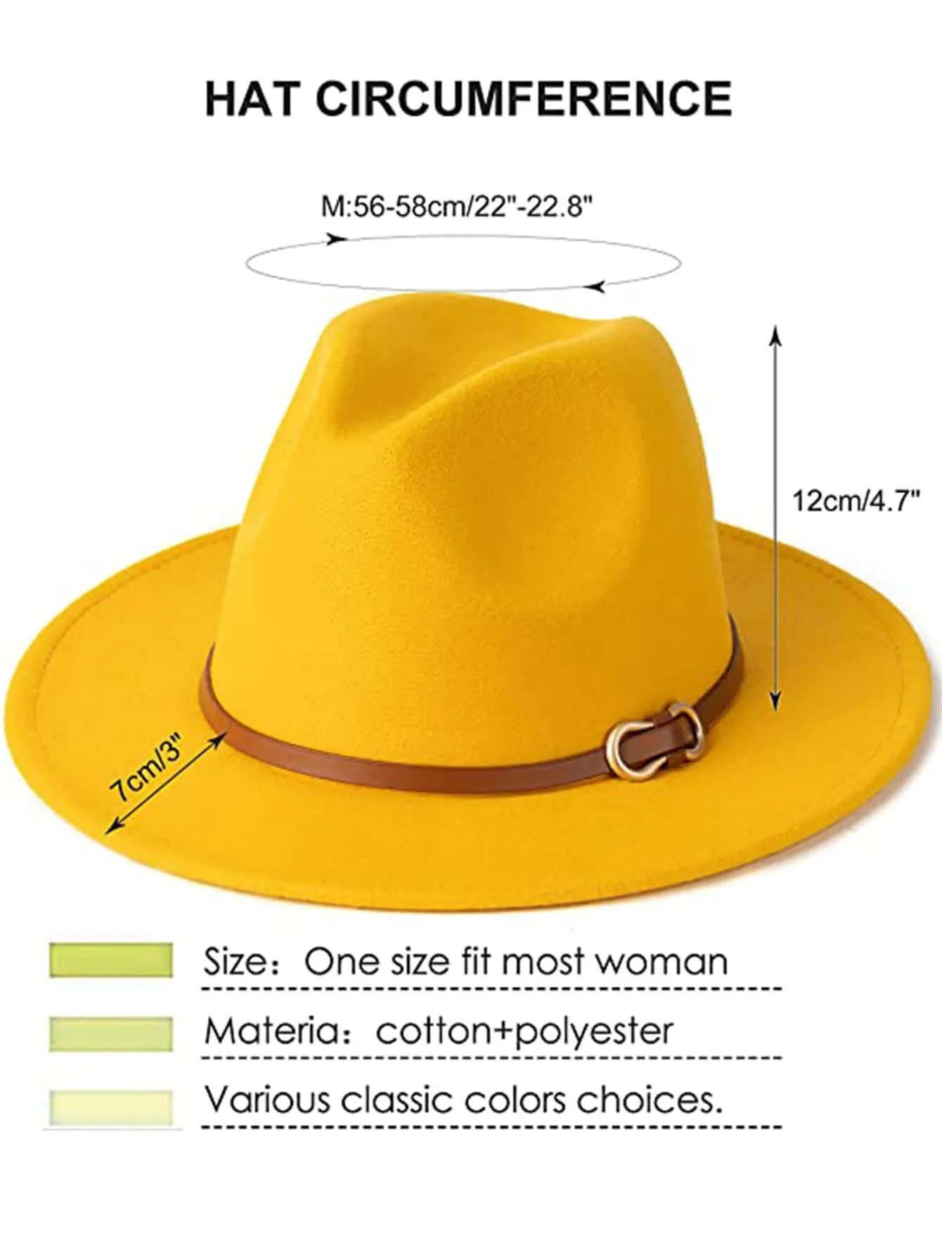 1pc Women Belt Decor Fashionable Fedora Hat For Daily Life