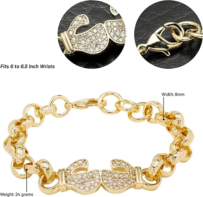 8mm Gold Filled Boxing Gloves Belcher Bracelet 8.5 Inch