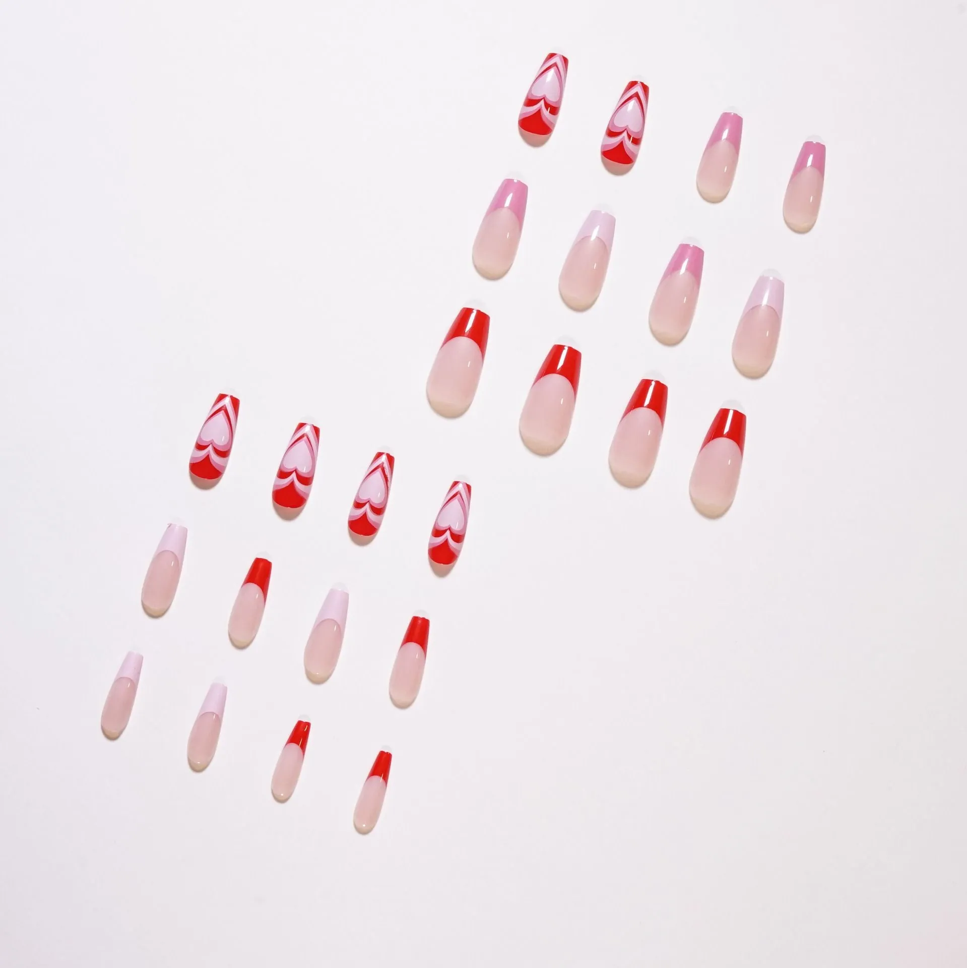 Aesthetic Long Acrylic Coffin Adhesive Nails Sticker Makeup Fashion Fits