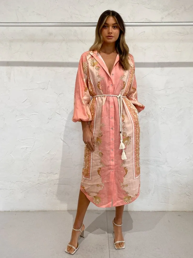 Alemais Ursula Maxi Shirtdress In Pink