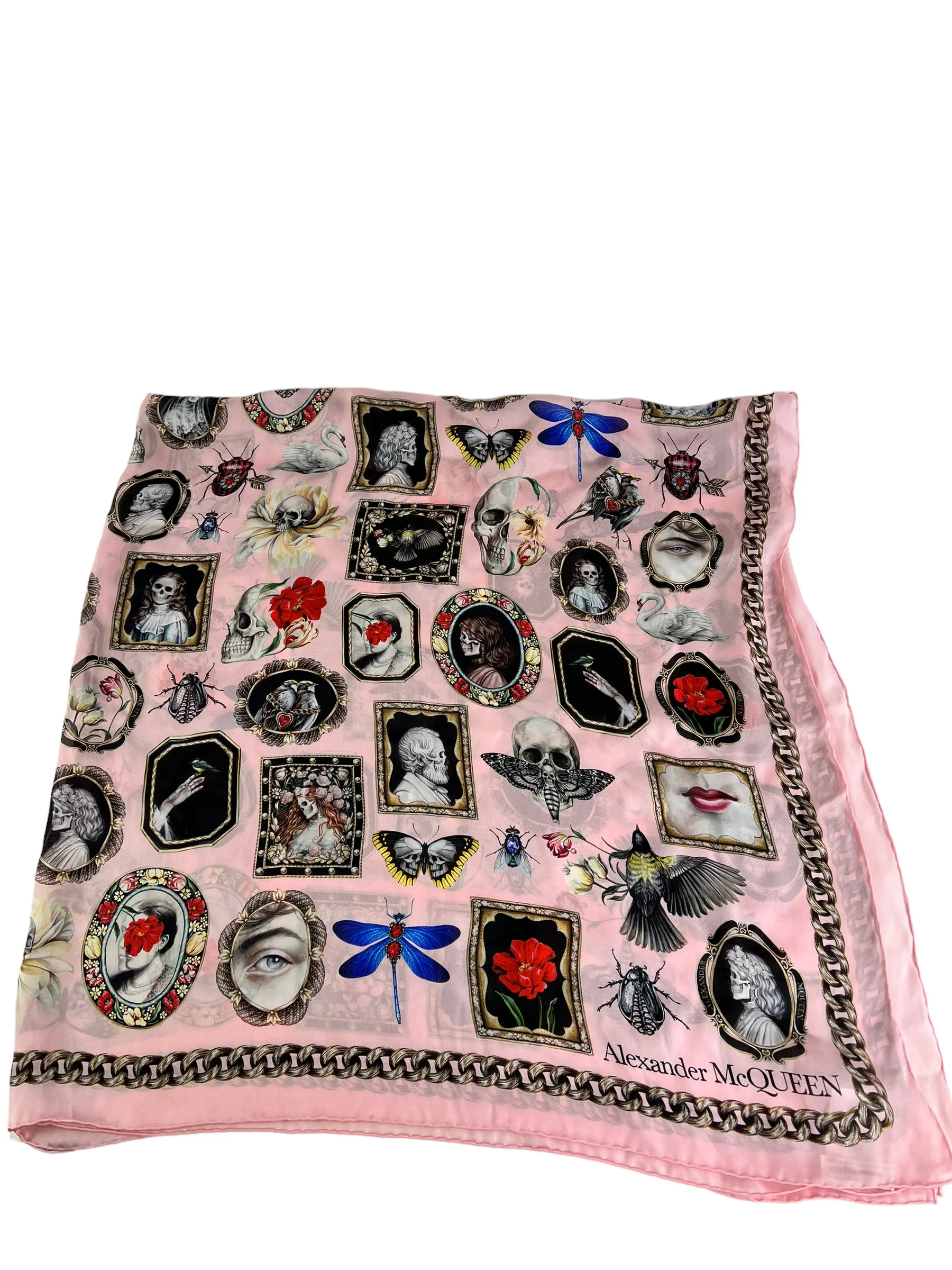 Alexander McQueen Printed Pink Scarf