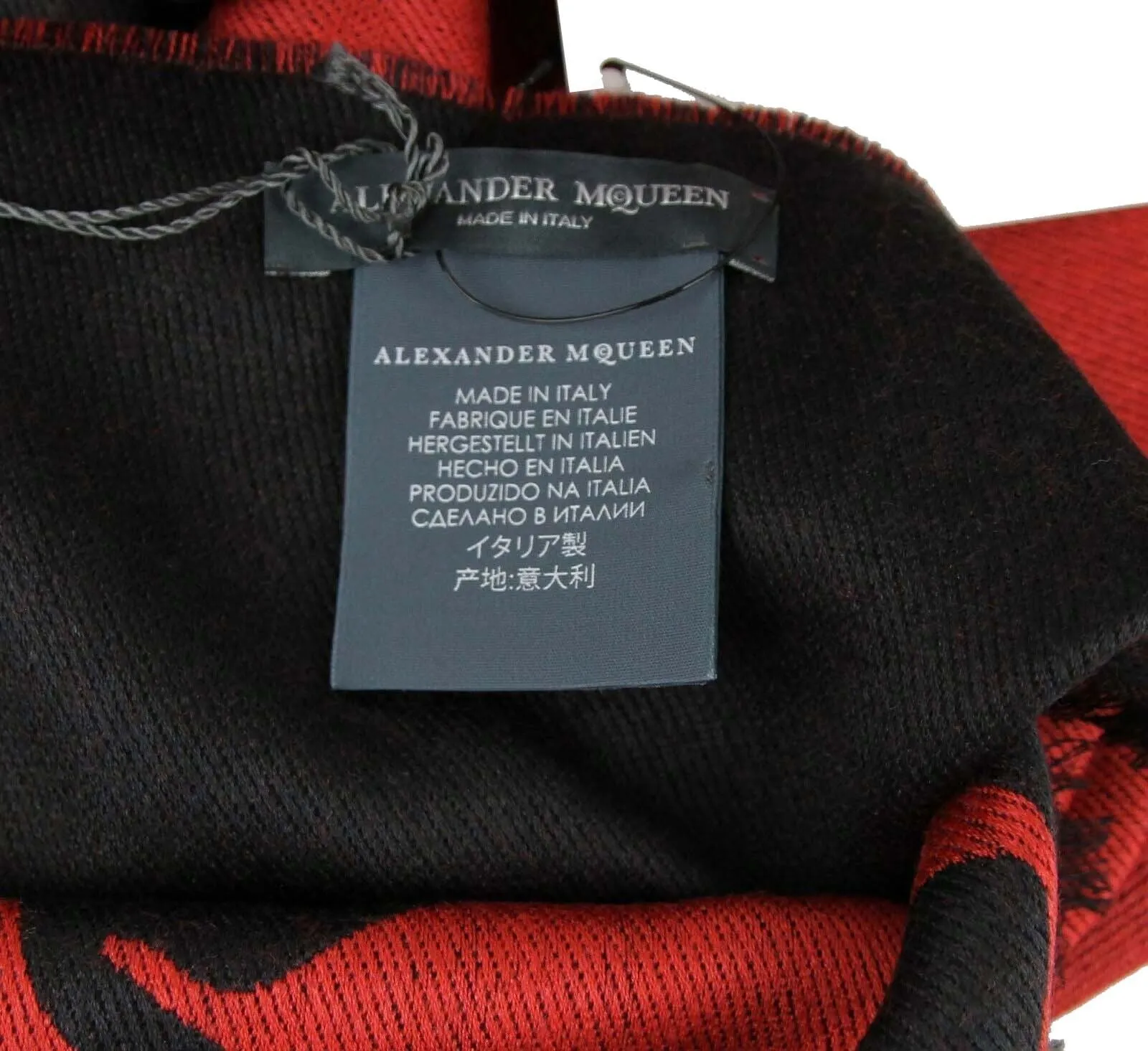 Alexander McQueen Women's Red / Black Wool / Cotton Gothic Print Scarf