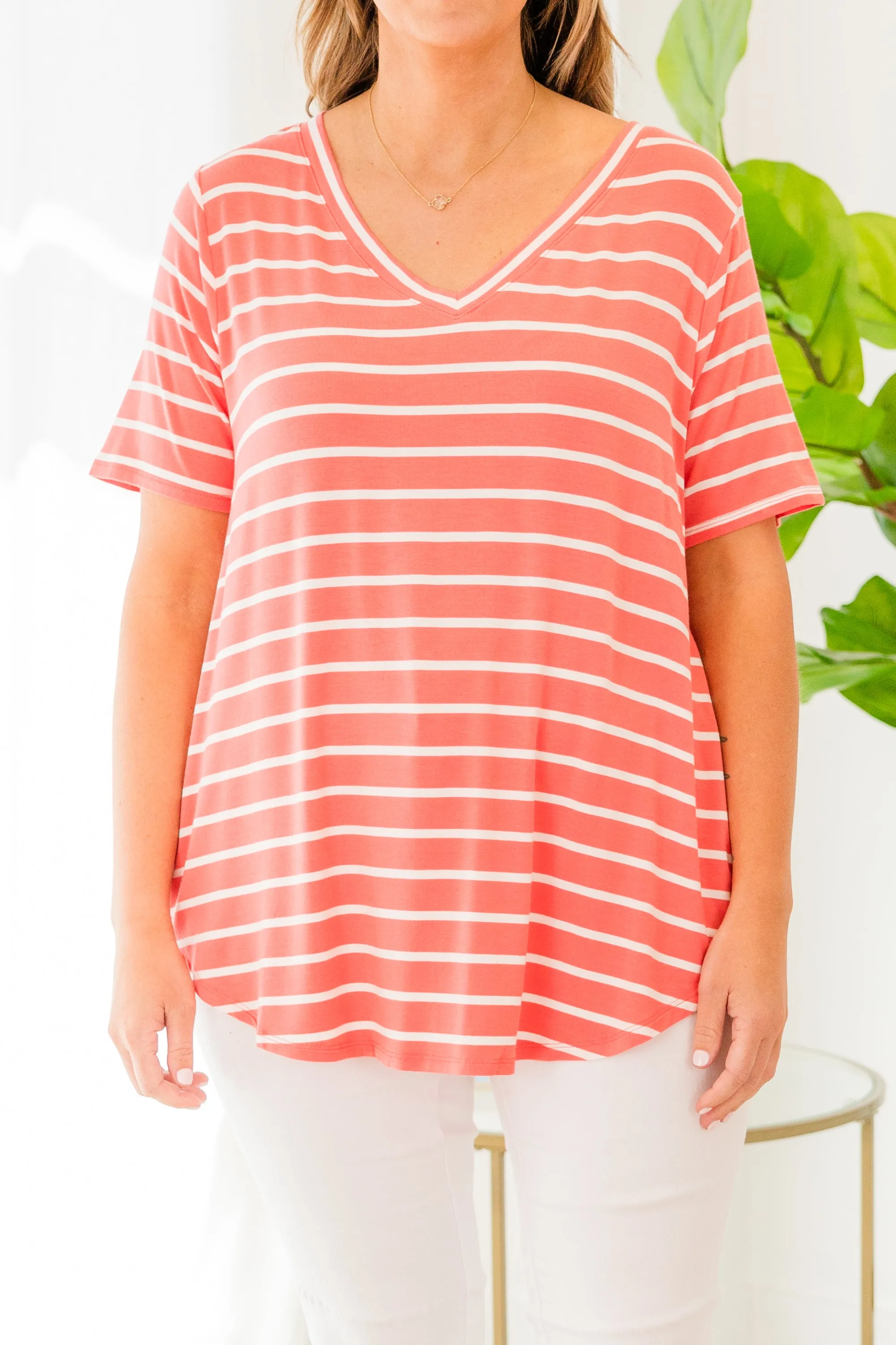 All About Good Times Top, Deep Coral-Ivory