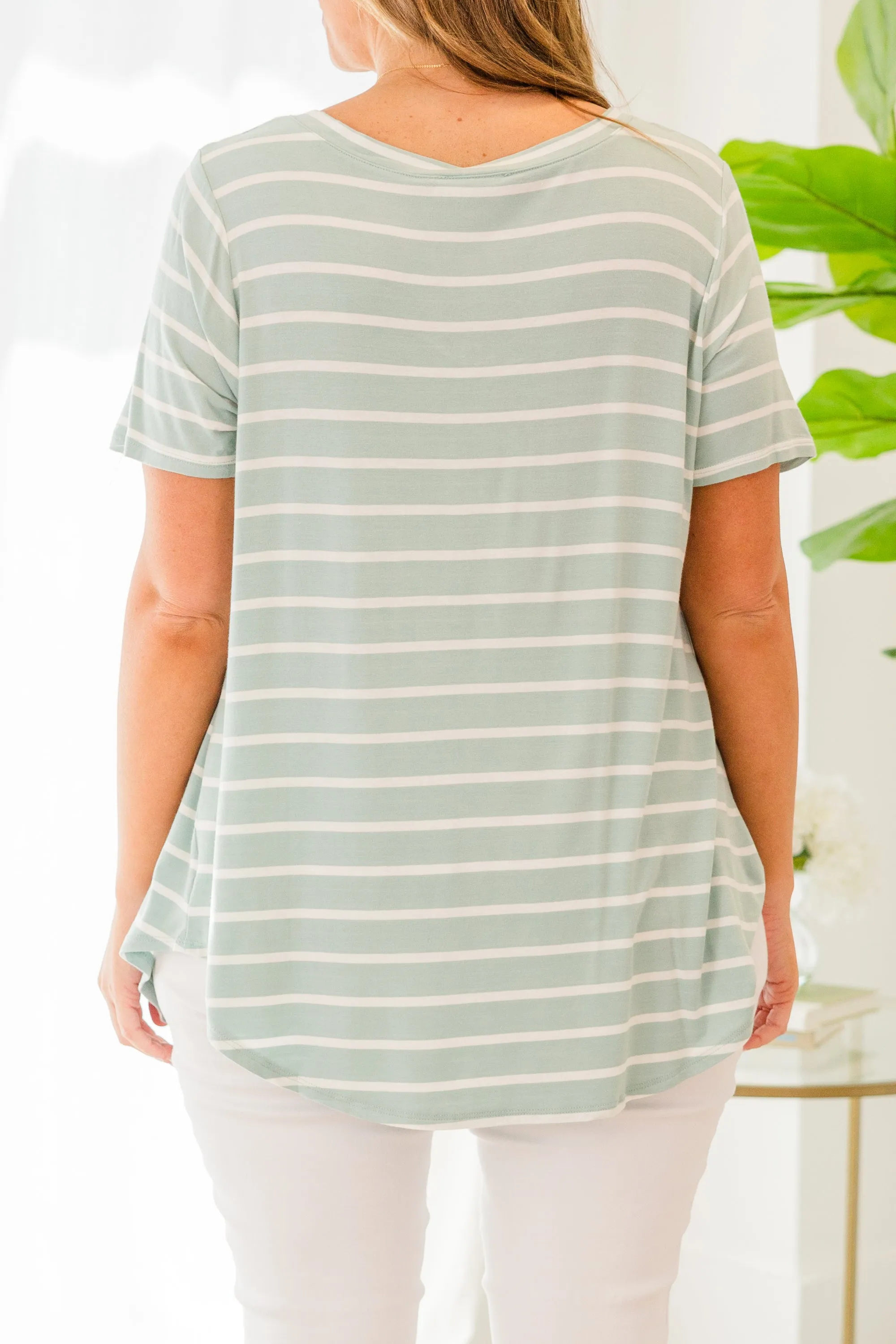 All About Good Times Top, Light Green-Ivory