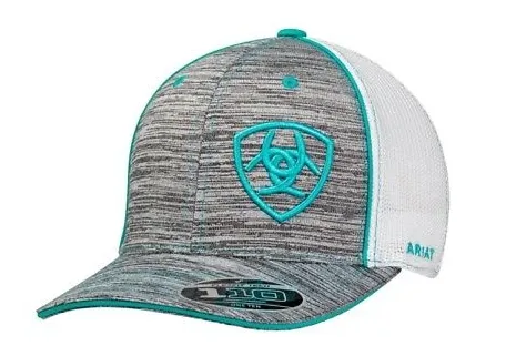 Ariat Embroidered Logo Grey & Teal Baseball Cap