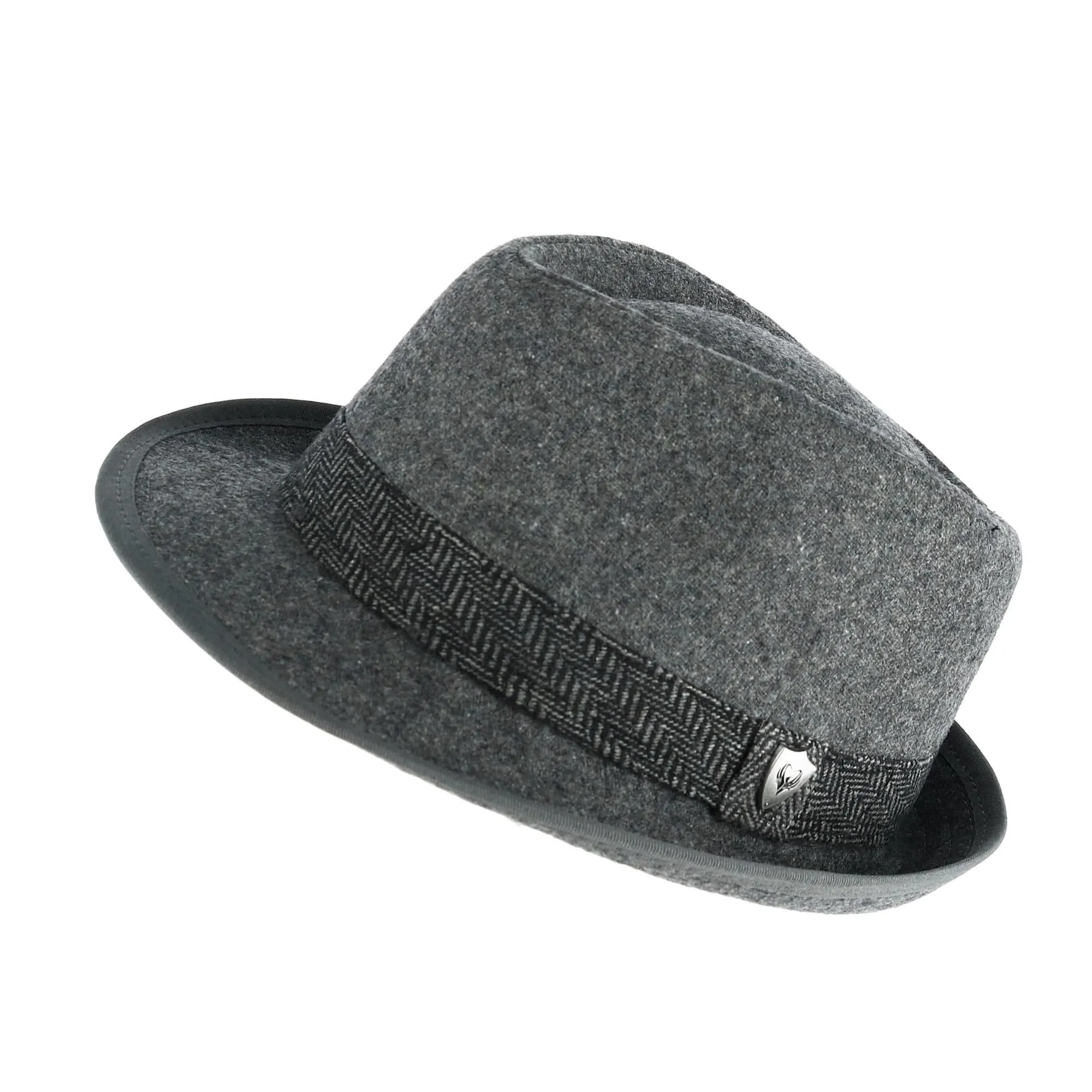 Ascentix Men's Wool Blend All Season Fedora Hat with Herringbone Band