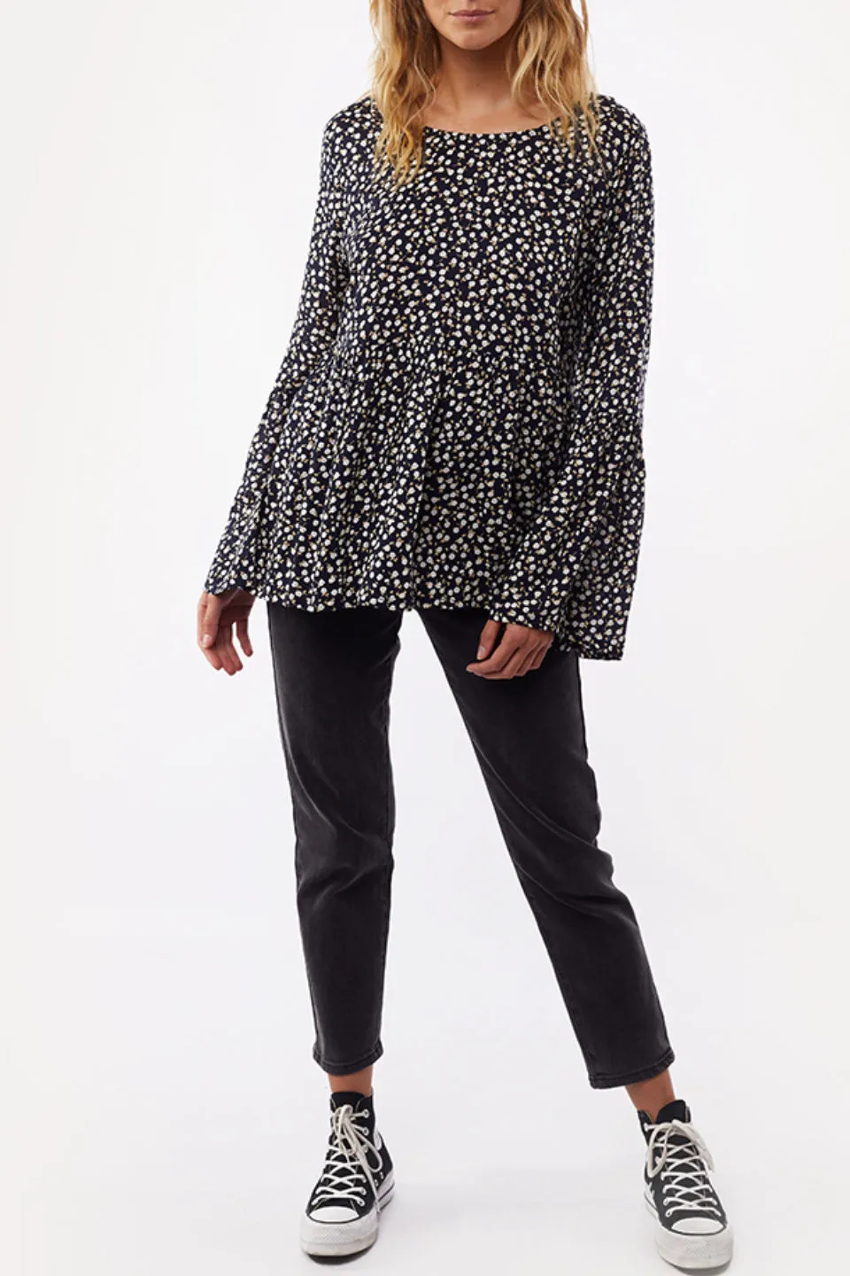 Autumn Dark Ditsy Print LS Top