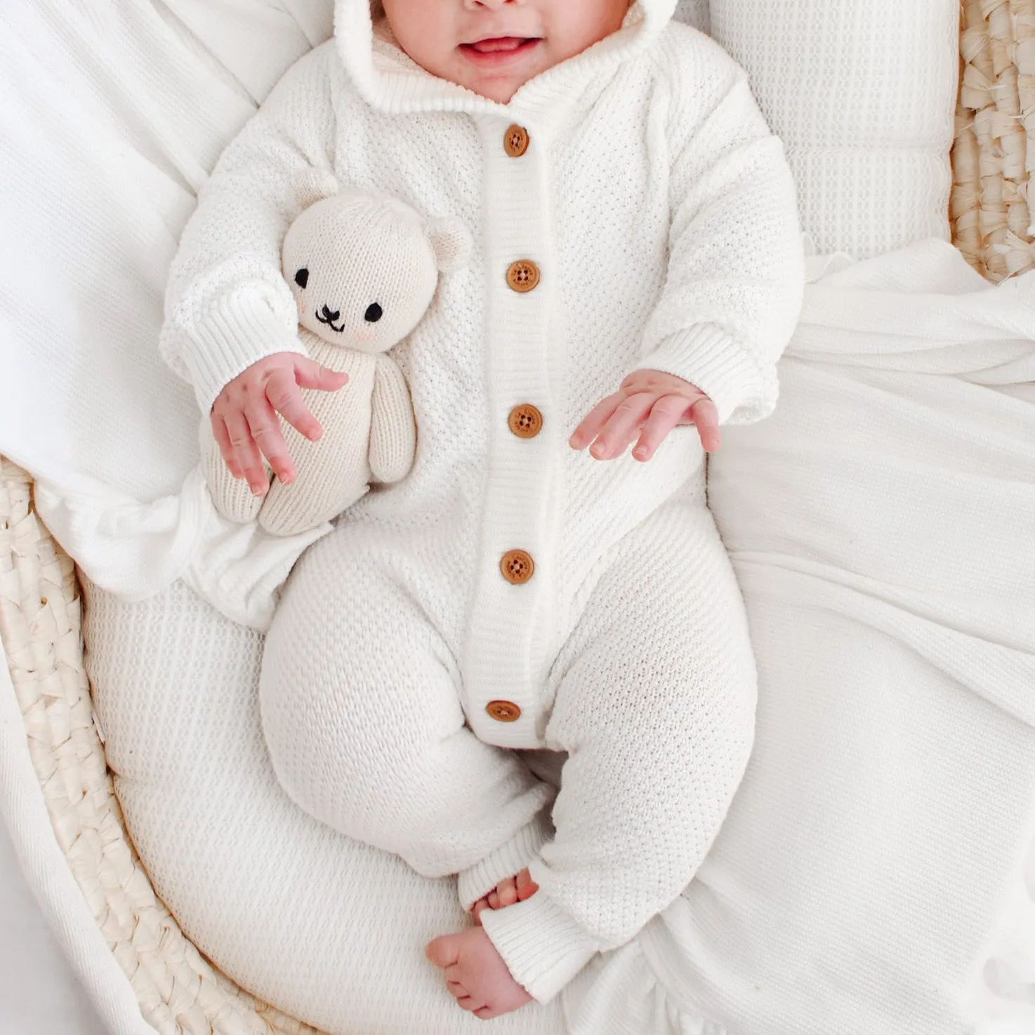 Bear Knitted Romper - Marshmallow