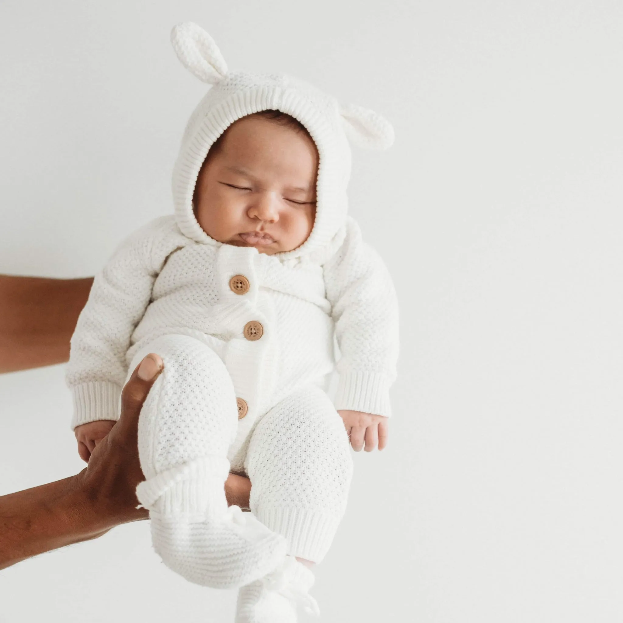 Bear Knitted Romper - Marshmallow