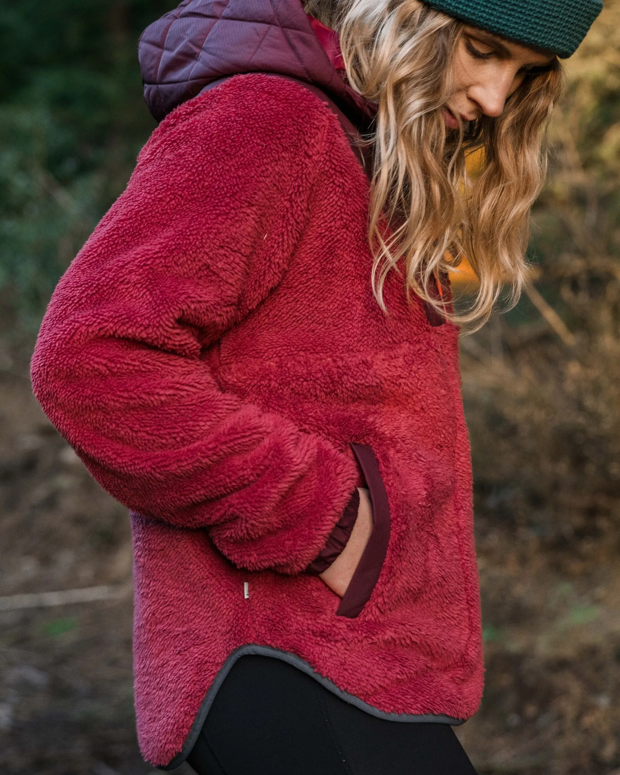 Beaumont Recycled Sherpa Hooded Fleece - Earth Red