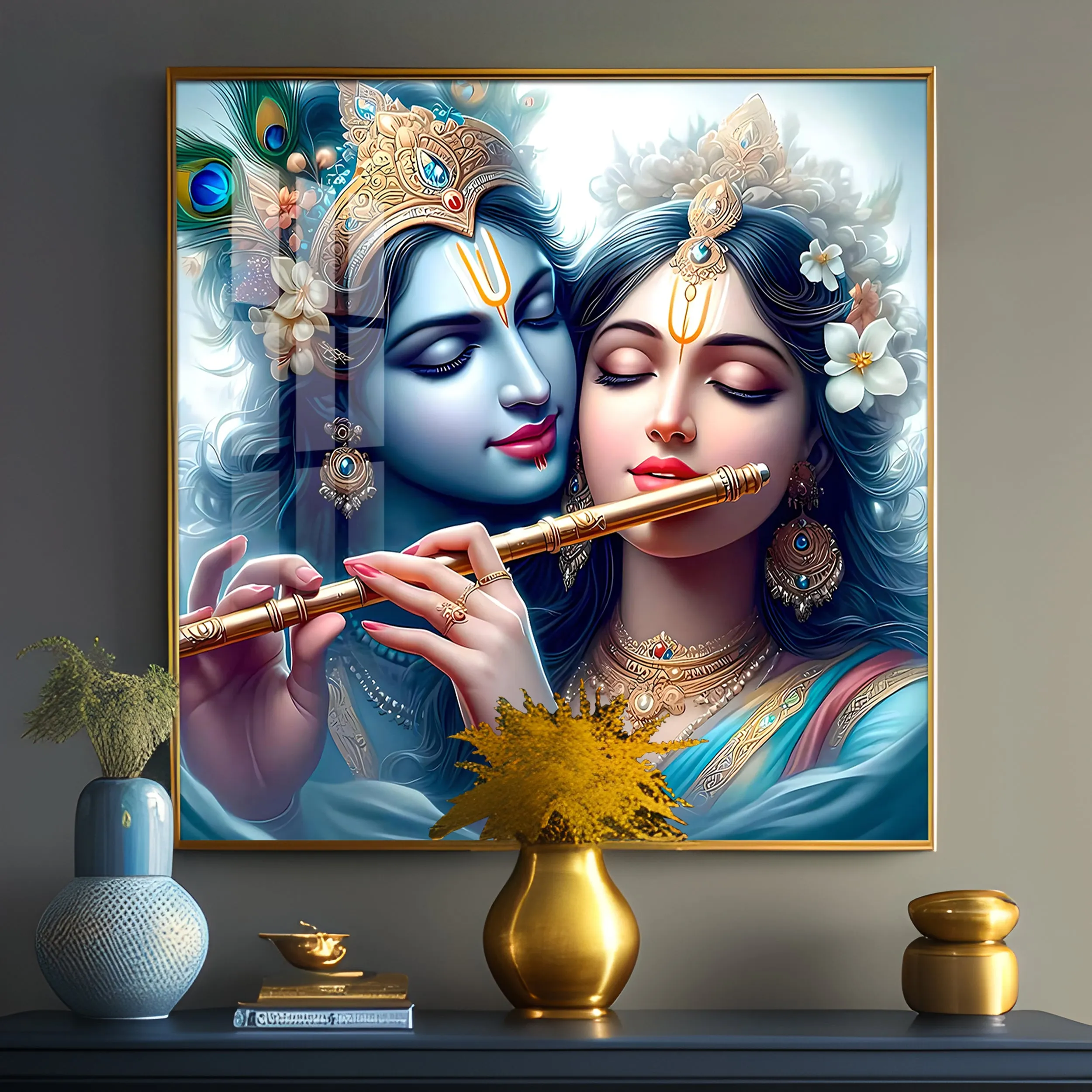 Beautiful Radha Krishna Premium Acrylic Square Wall Art