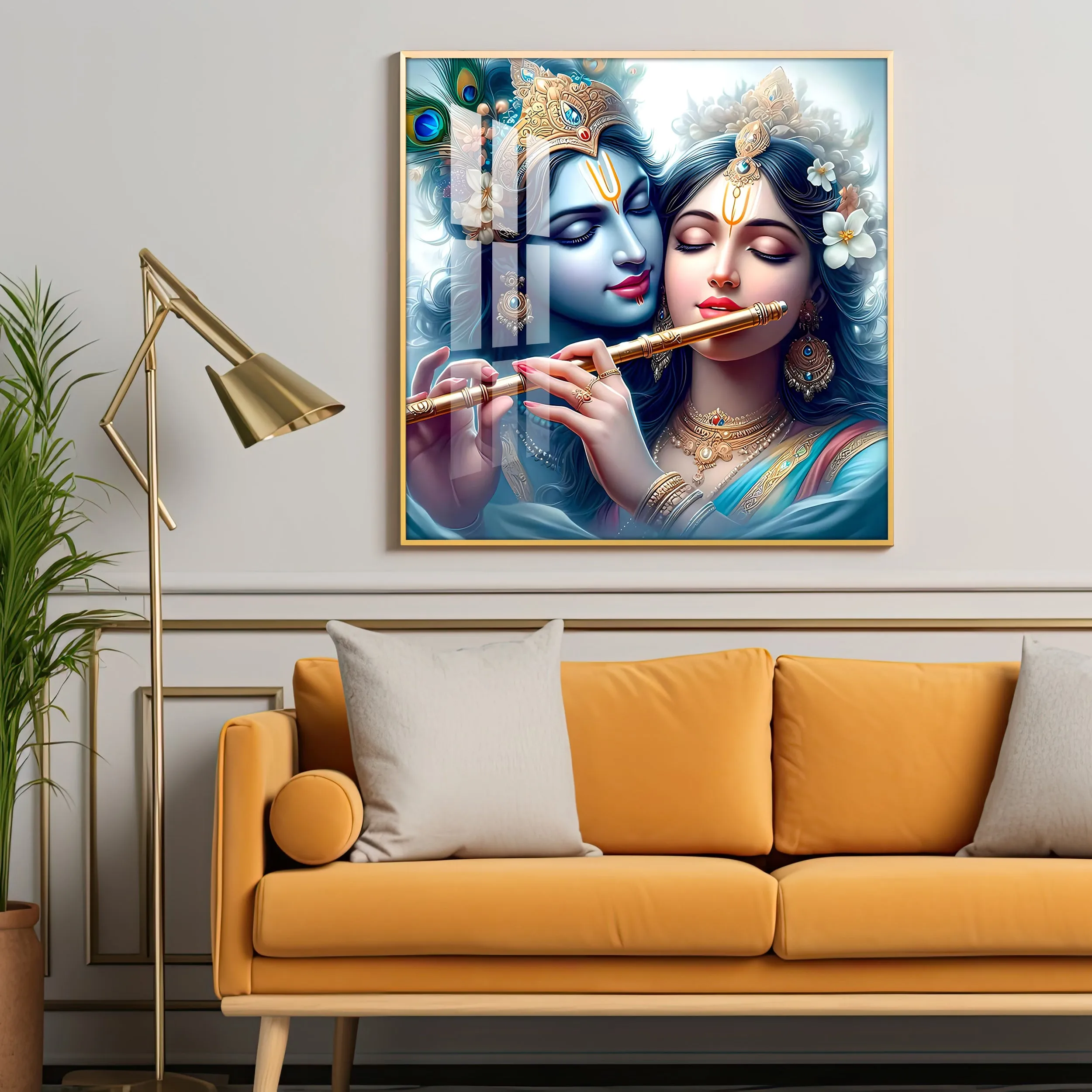 Beautiful Radha Krishna Premium Acrylic Square Wall Art