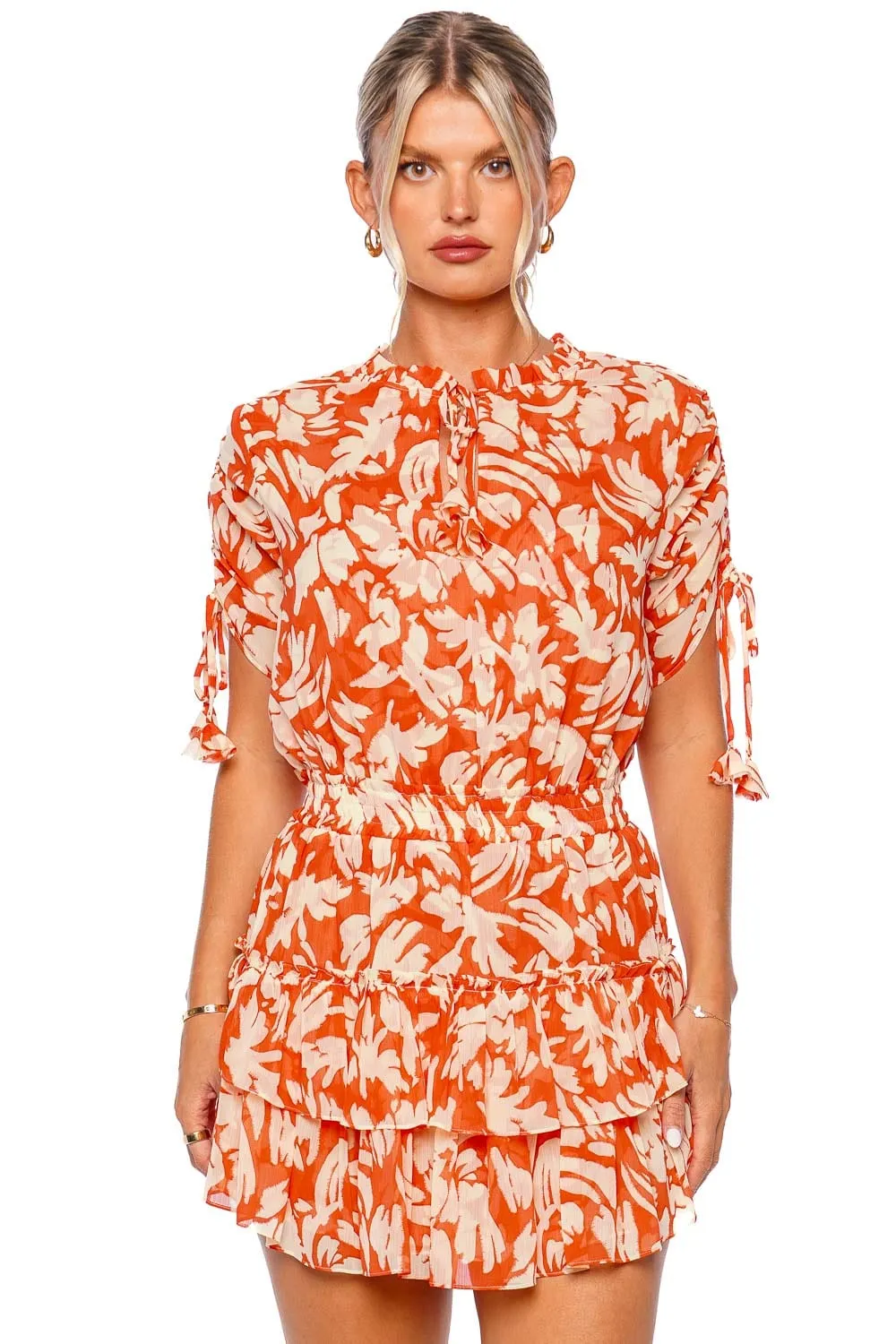 Becca Patmos Tangerine Ruffled Mini Dress