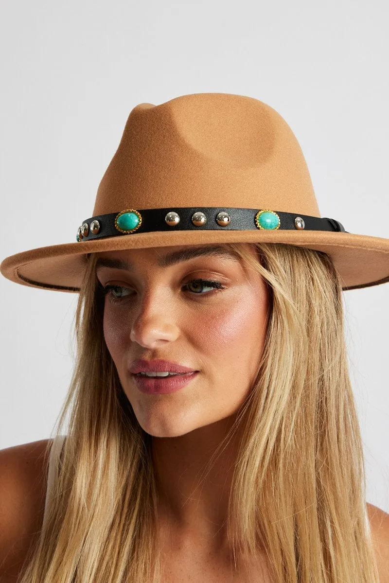 Beige Fedora Hat