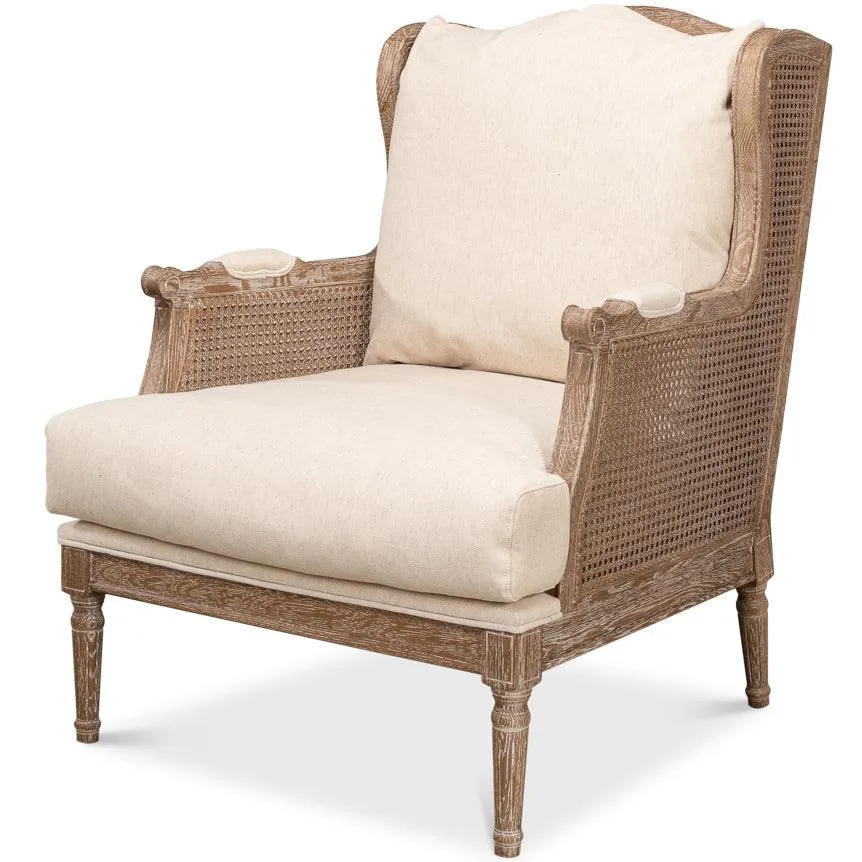 Beige Natural Coastal Fabric Chair