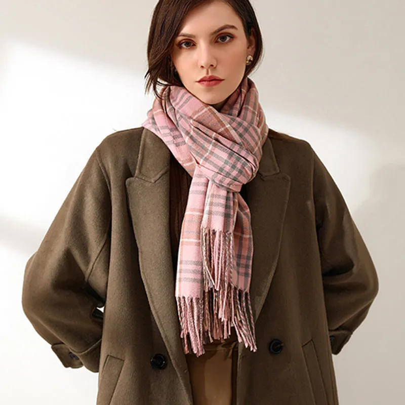 BerriesJam - 2024 Winter Cashmere Tassel Plaid scarf