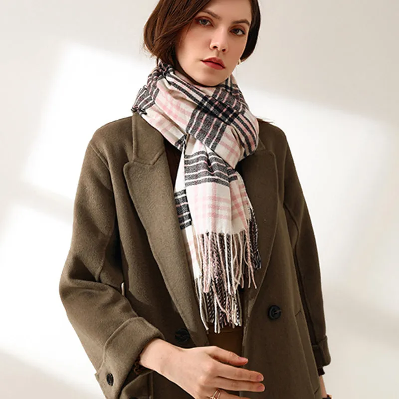 BerriesJam - 2024 Winter Cashmere Tassel Plaid scarf