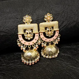 Bhavi Jewels Gold Plated Meenakari Jhumki Earrings