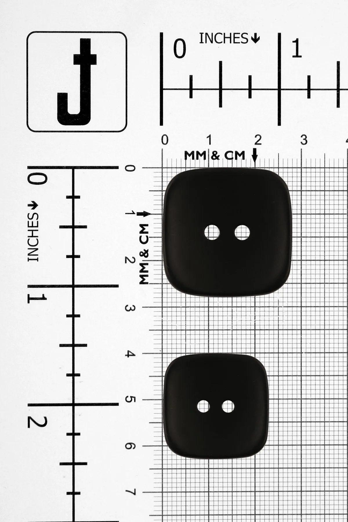 Big Square Shape Matte Black 2-Hole ABS Button