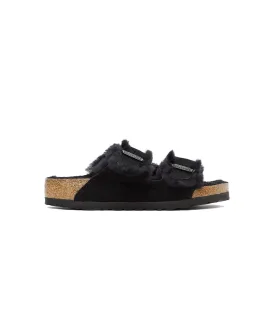 Birkenstock Arizona Suede Leather Shearling Black Sandals