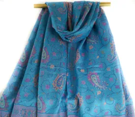 Blue Little Paisley Pashmina Scarf Bohemian Shawl