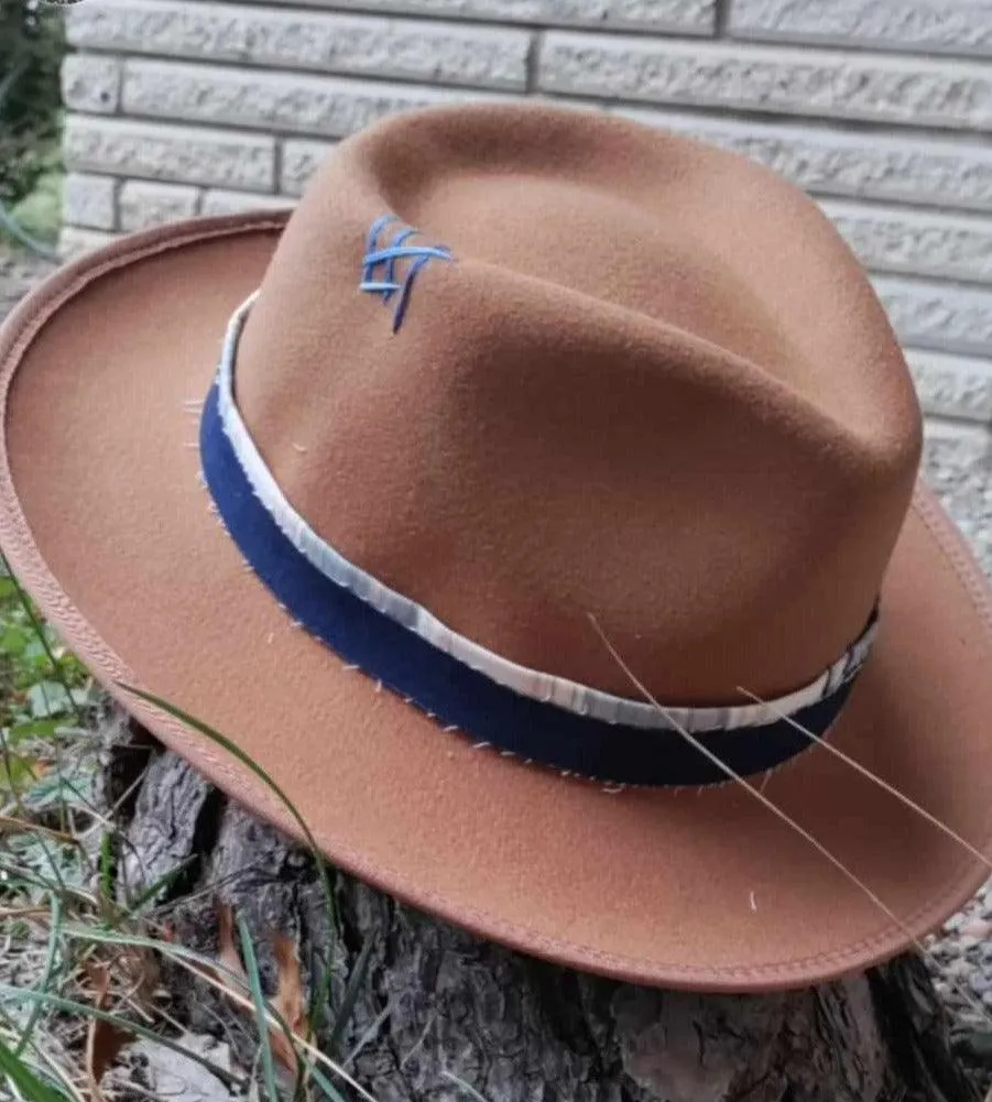 Camel Denim Fedora Hat