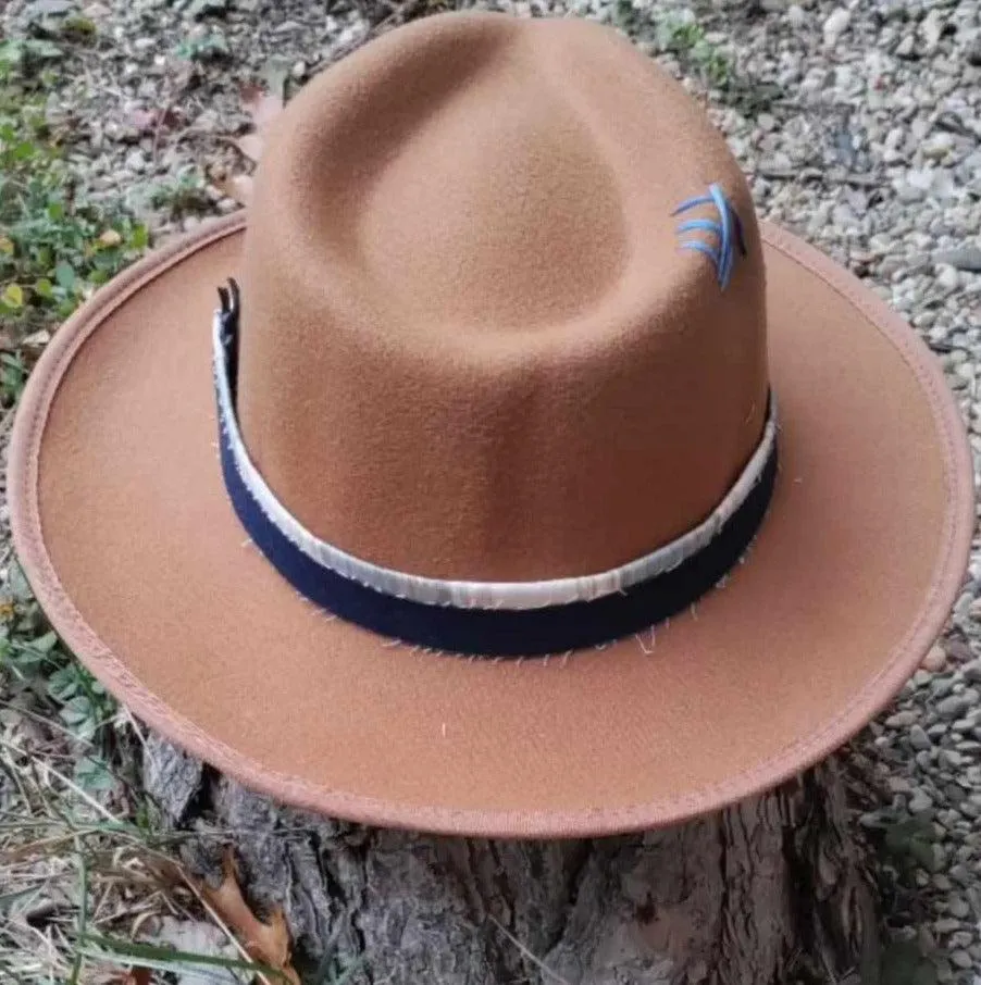 Camel Denim Fedora Hat