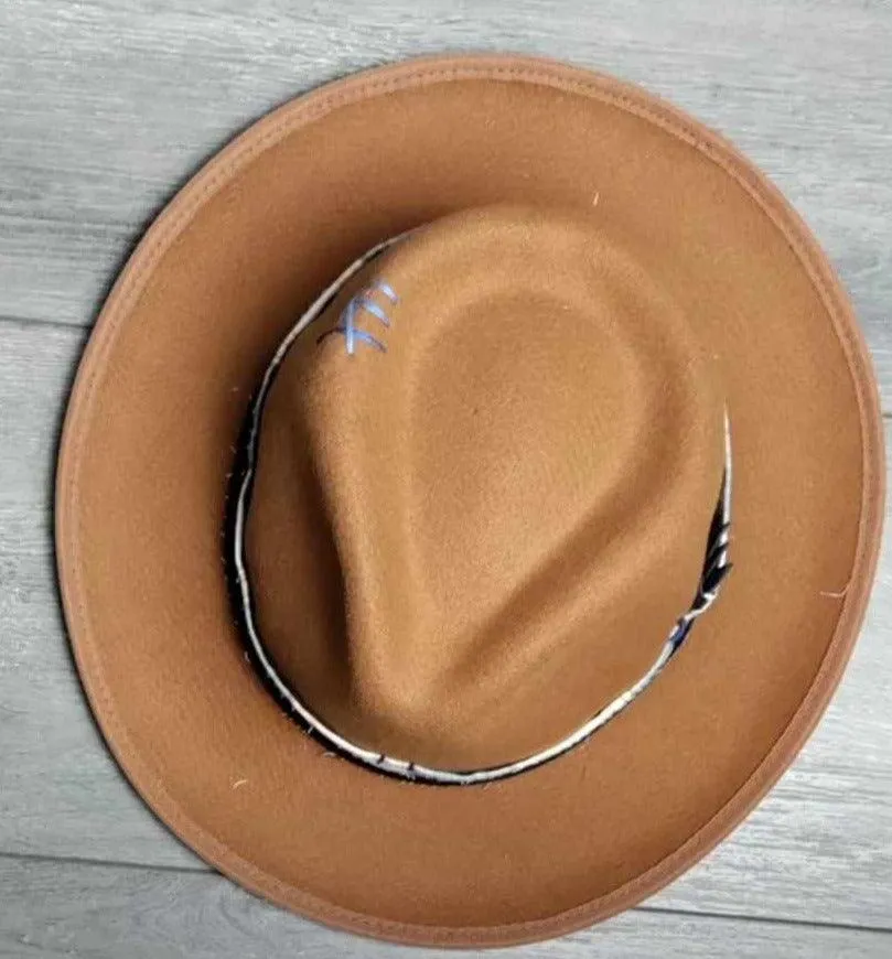 Camel Denim Fedora Hat