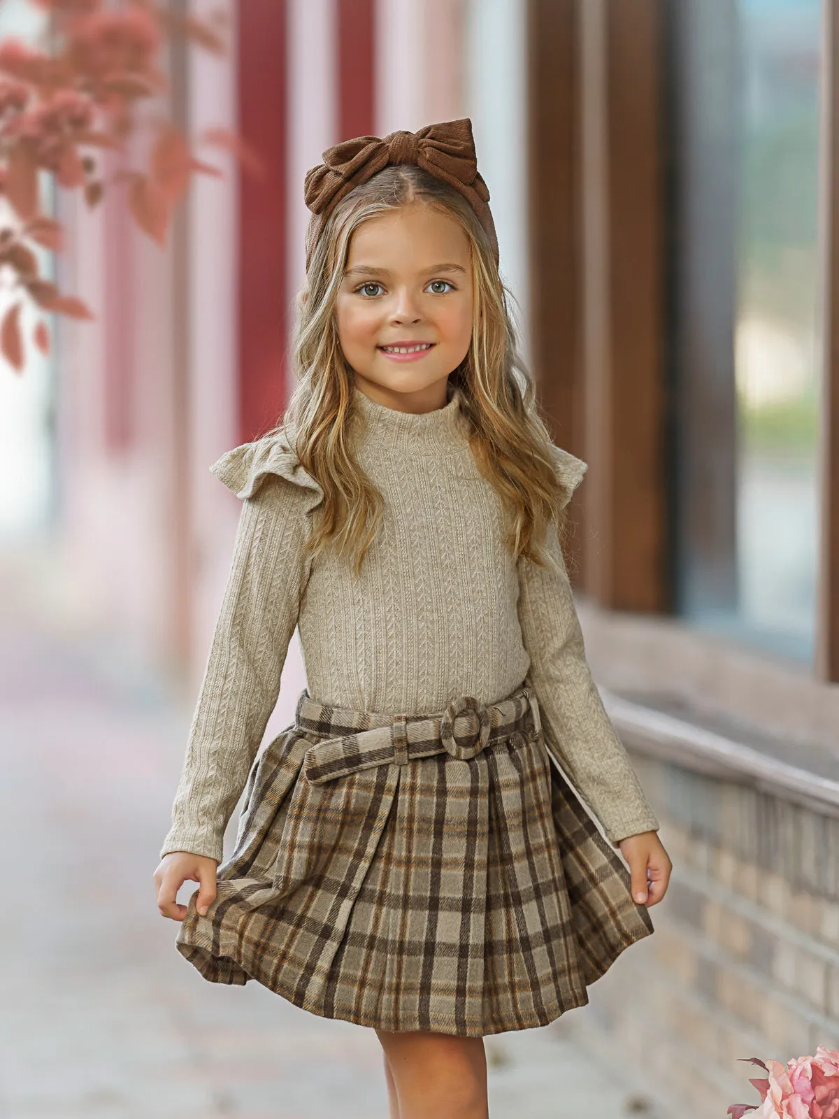 Campus Cutie Plaid Skirt Set and Beret