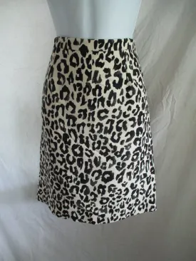 CHLOE FRANCE LEOPARD ECRU NOIR MIDI SKIRT 38 BLACK CREME