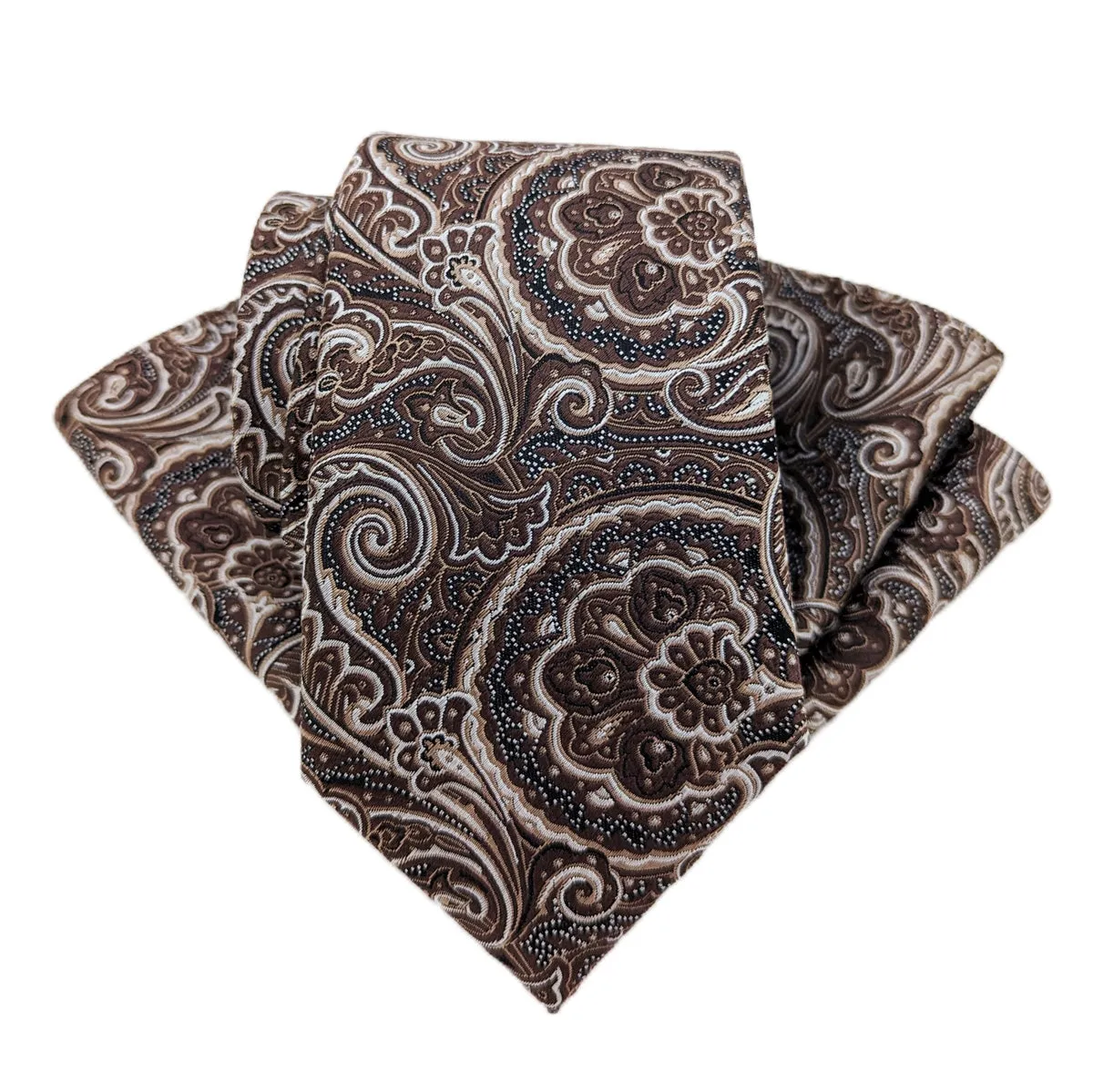 Chocolate Paisley Silk Pocket Square