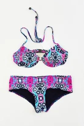 CHRISTIAN LACROIX Pink Blue Multi-Colour Jackpot Bikini (UK 8/10)