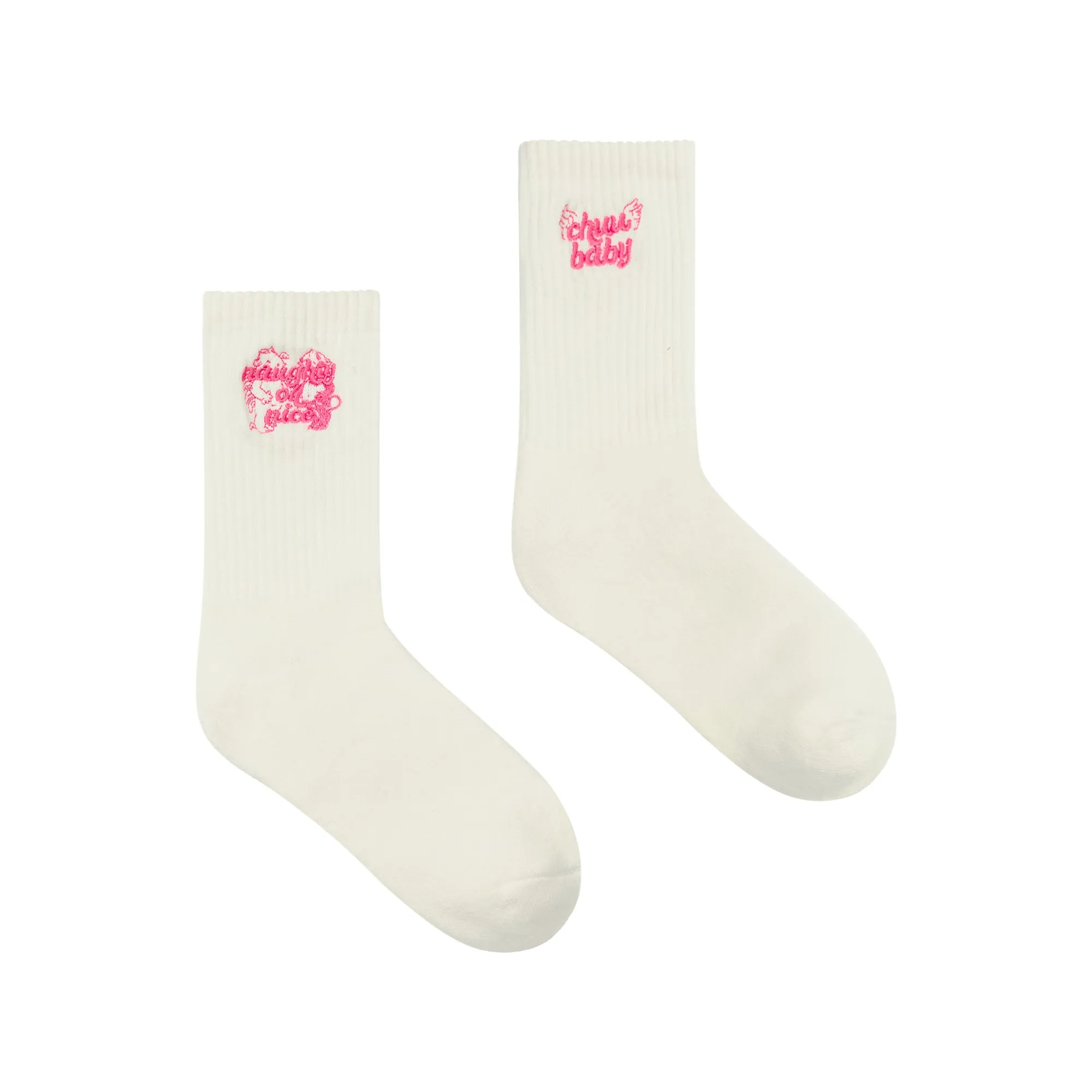 Chuu Lettering Embroidery Socks