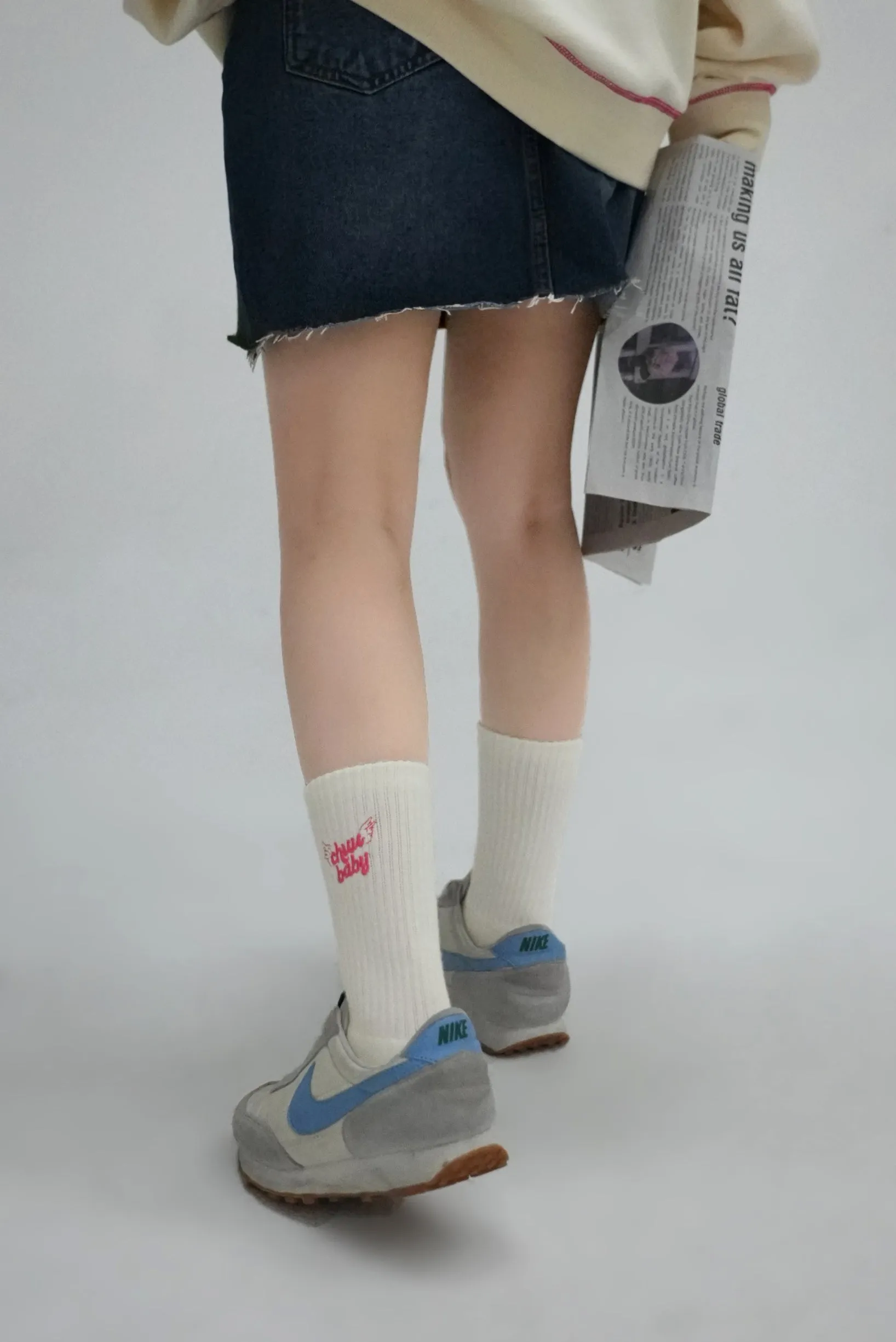 Chuu Lettering Embroidery Socks