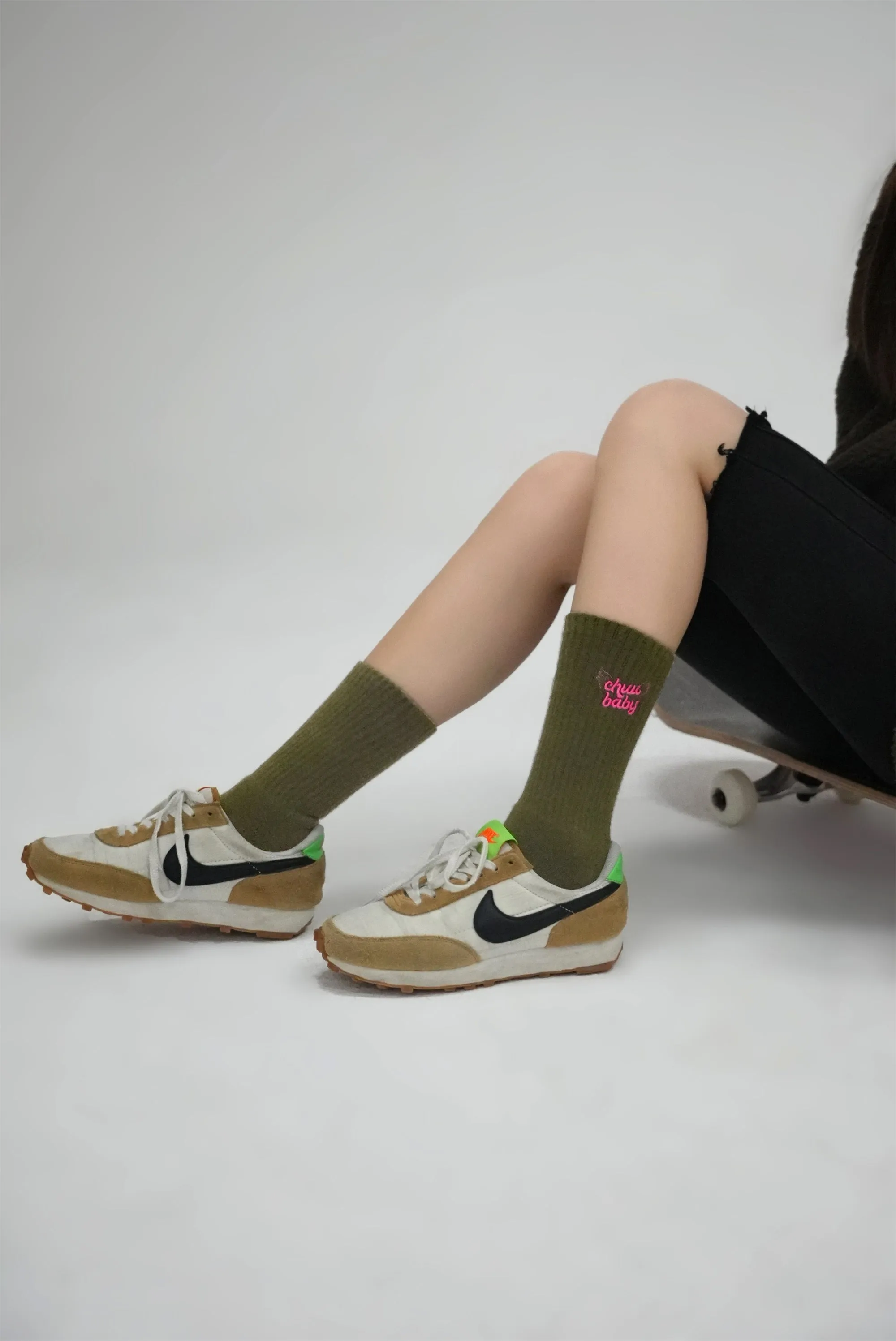 Chuu Lettering Embroidery Socks