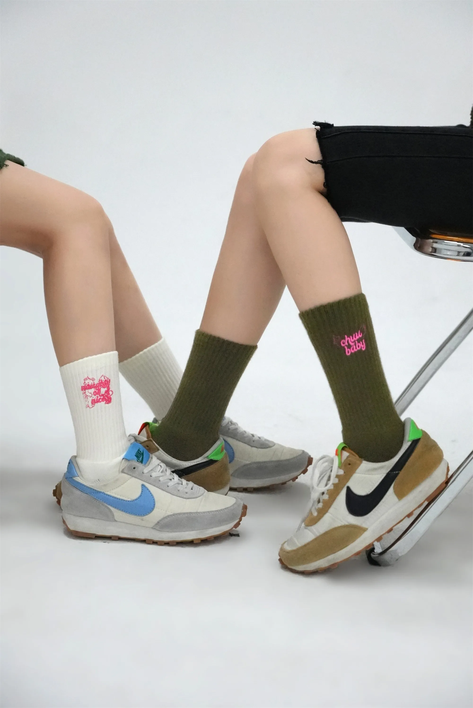 Chuu Lettering Embroidery Socks