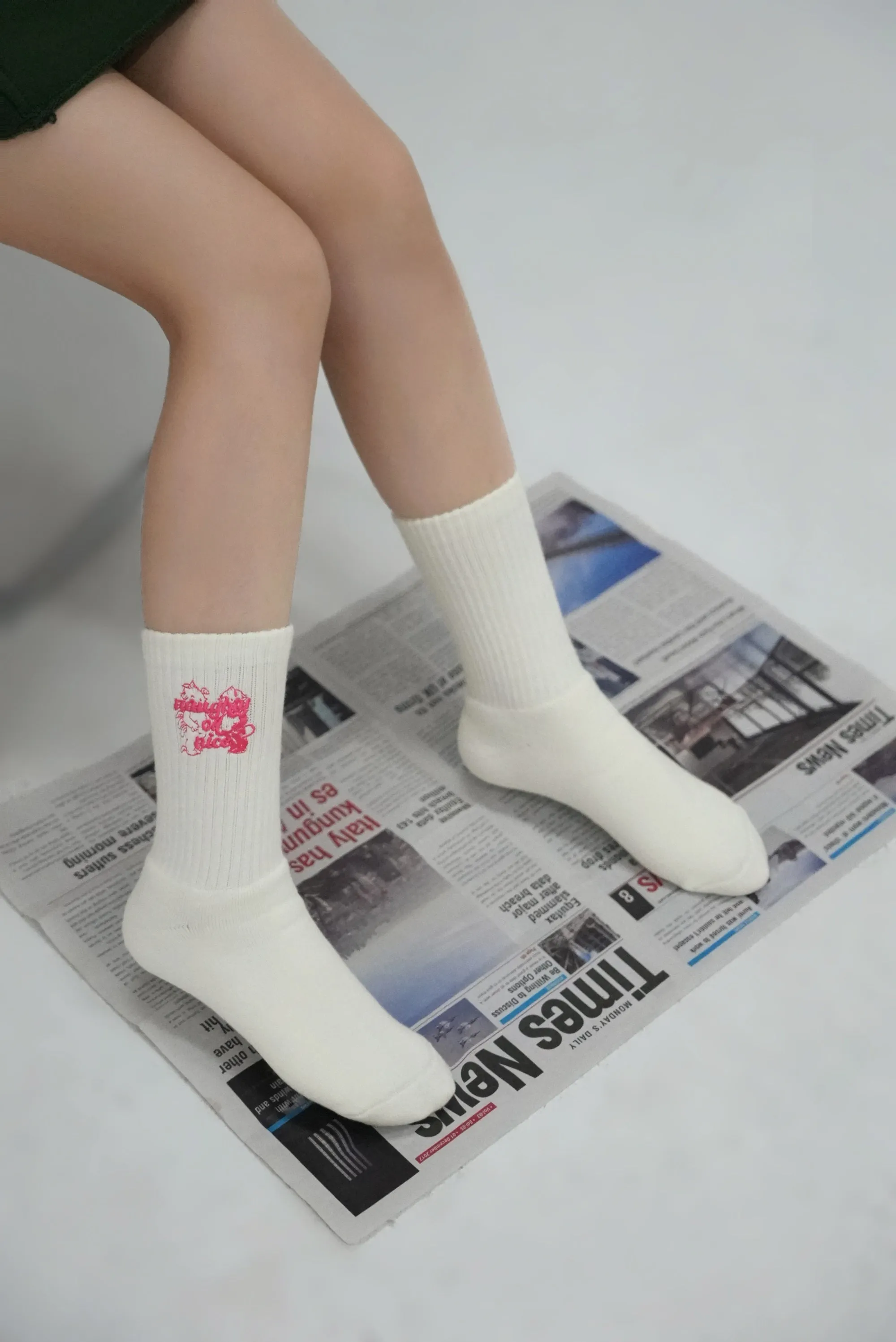 Chuu Lettering Embroidery Socks