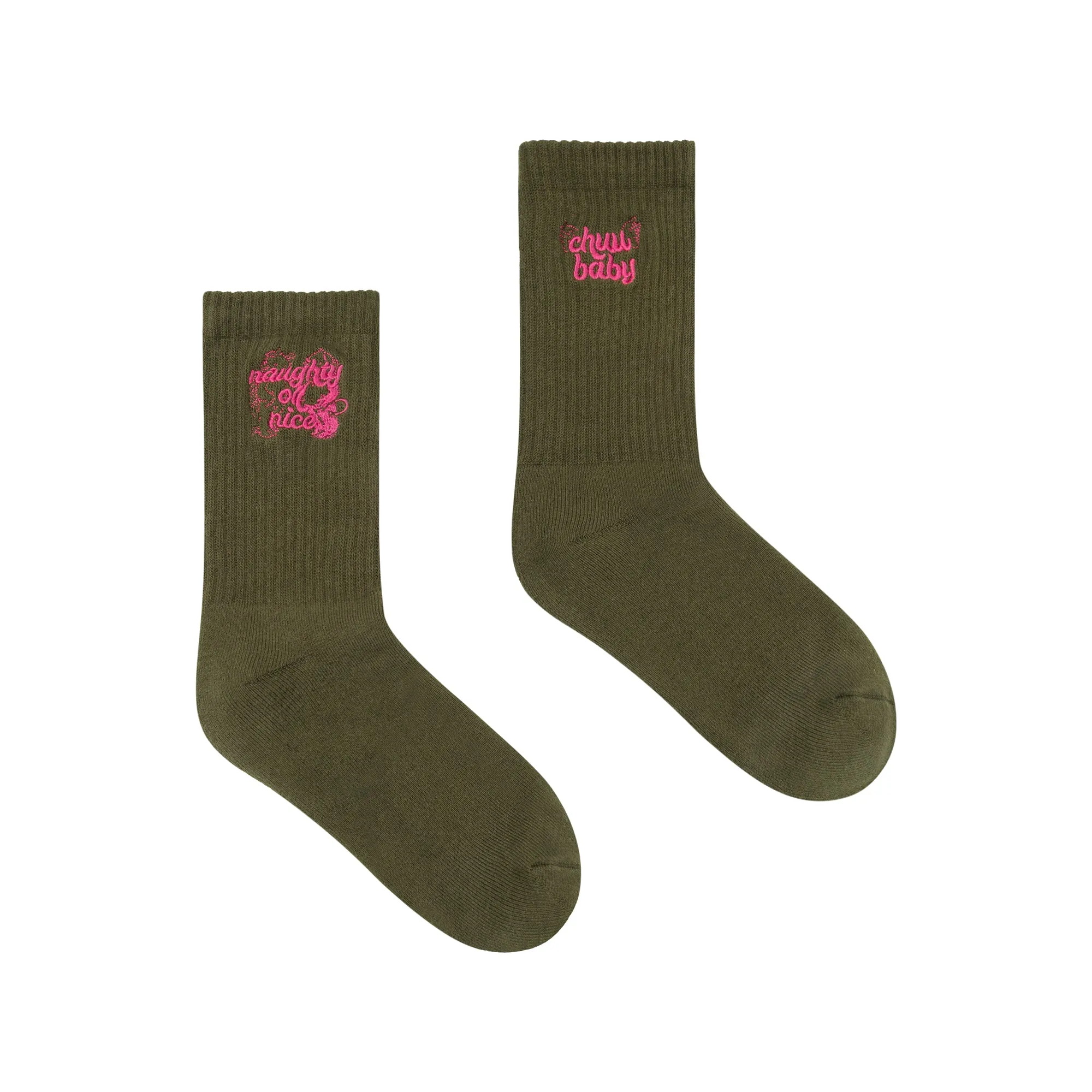 Chuu Lettering Embroidery Socks