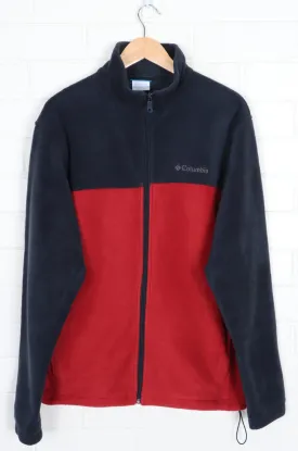 COLUMBIA Navy & Red Colour Block Fleece Jacket (L)