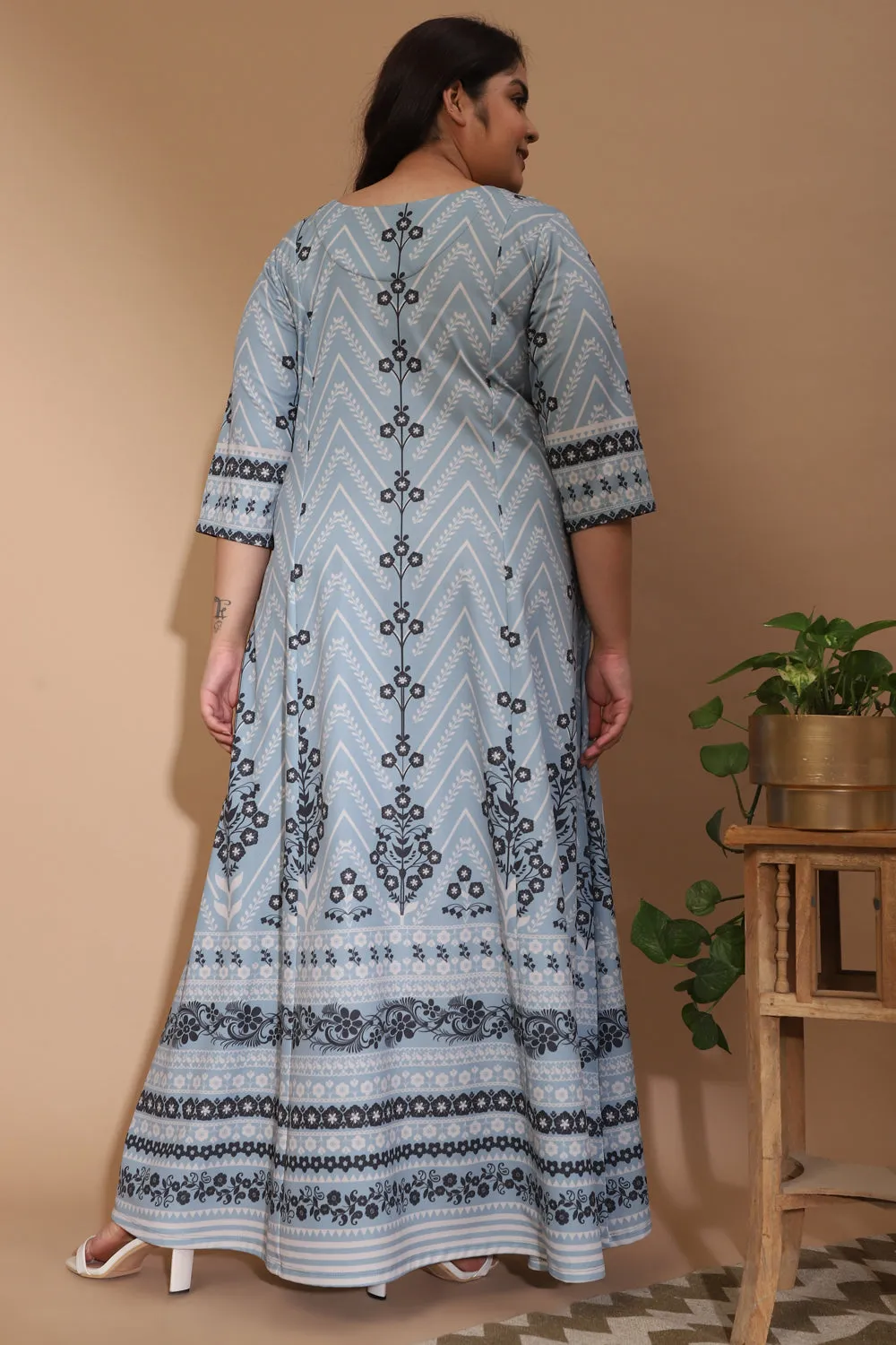 Cool Blue Aaloka Printed Dress