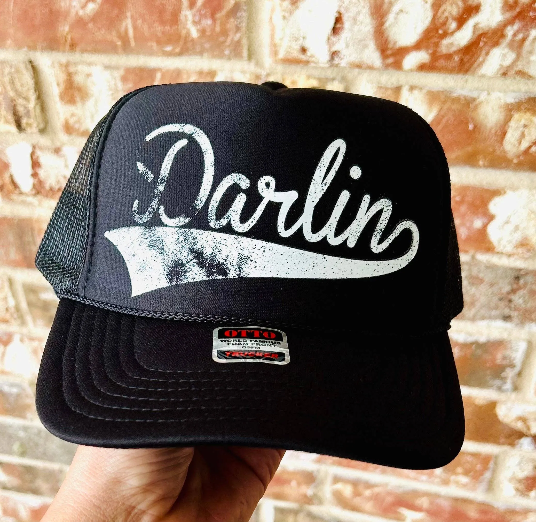 Darlin' Printed Black Trucker Hat for Cowgirls