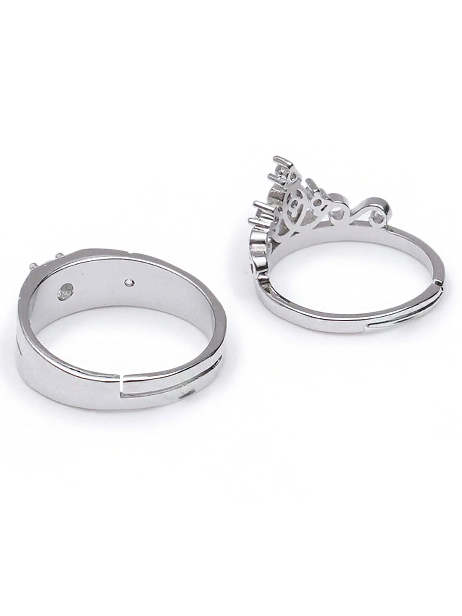 Dazzling Crown Silver Platinum Plated Couple Rings for Men and Women