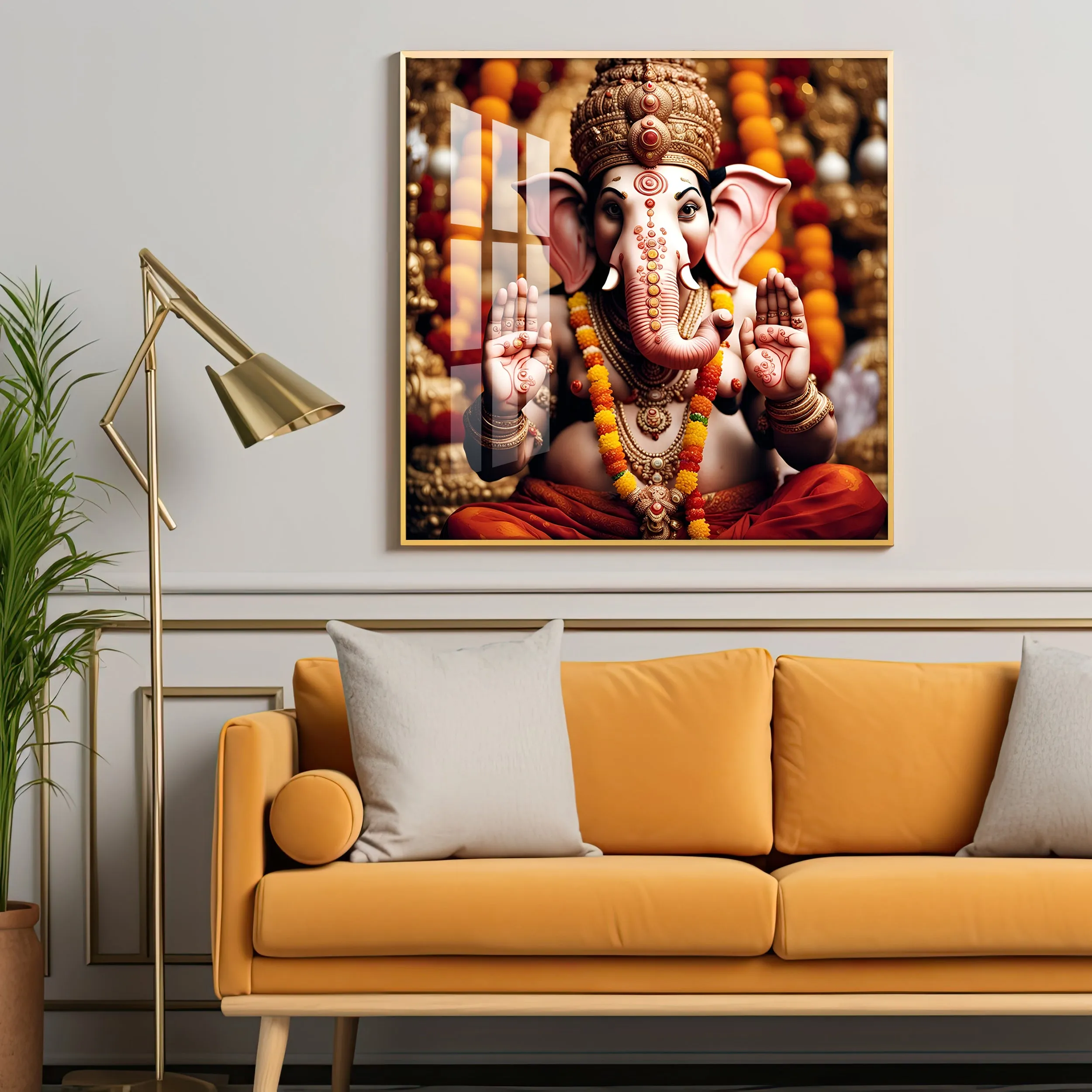 Divine Shri Ganesh Premium Acrylic Square Wall Art