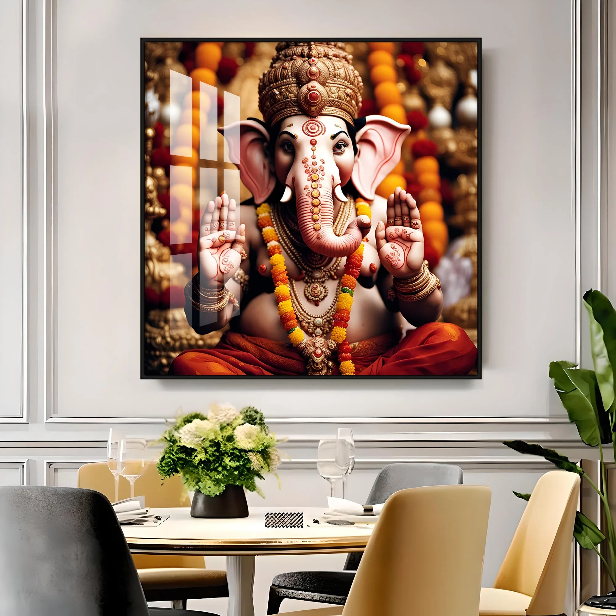 Divine Shri Ganesh Premium Acrylic Square Wall Art