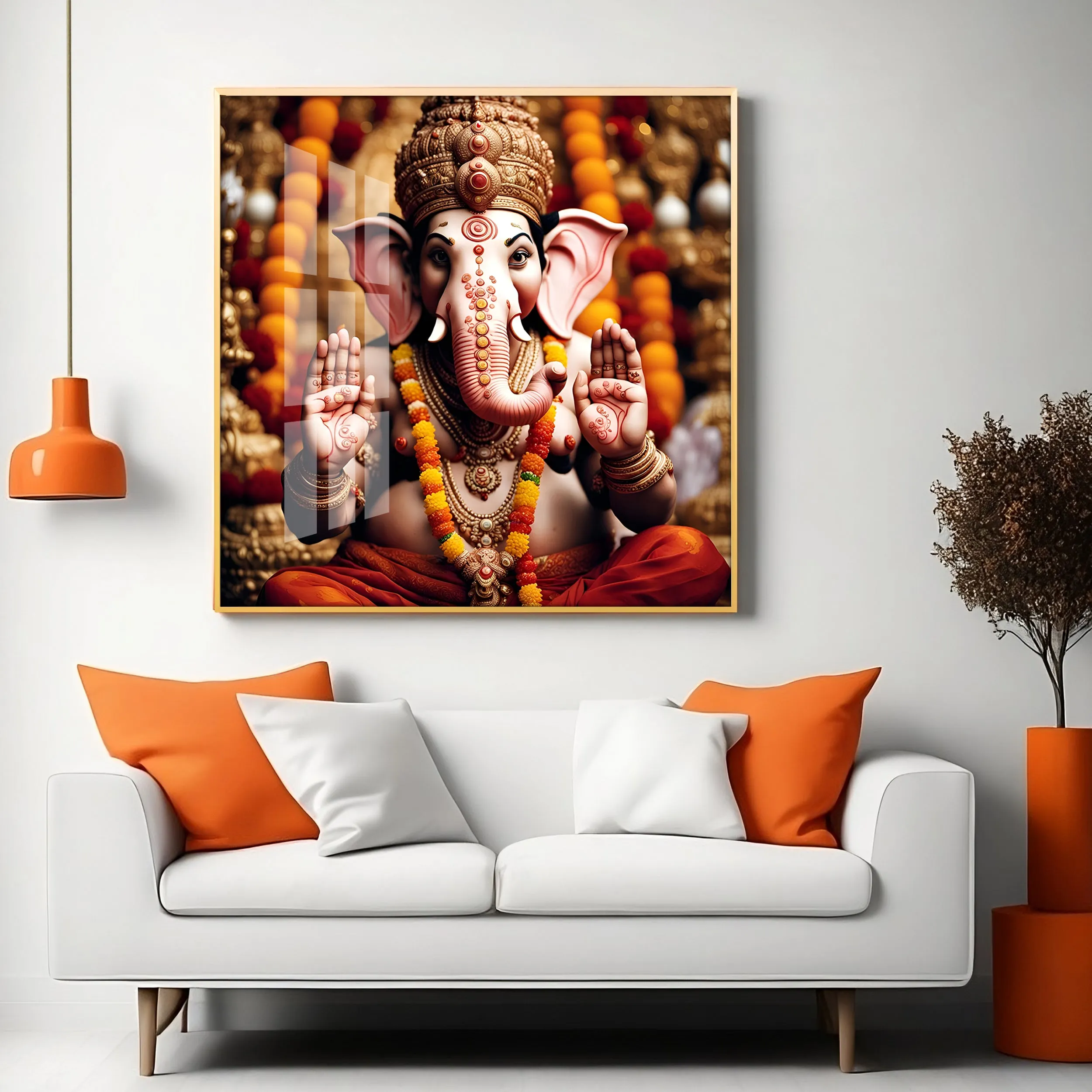 Divine Shri Ganesh Premium Acrylic Square Wall Art